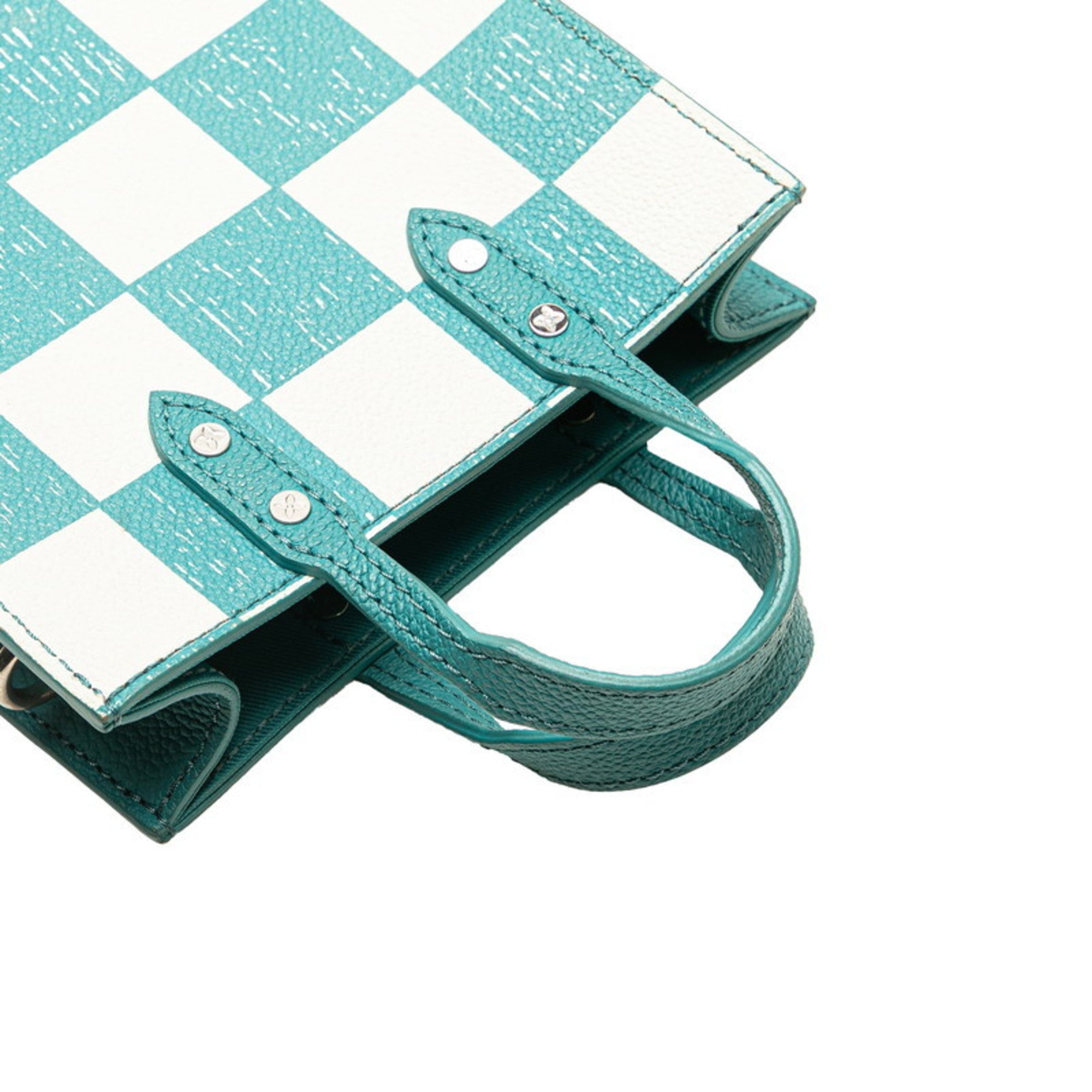 Louis Vuitton Damier Turquoise White Cuir Ombre Leather Handbag Shoulder Bag (Pre-Owned)