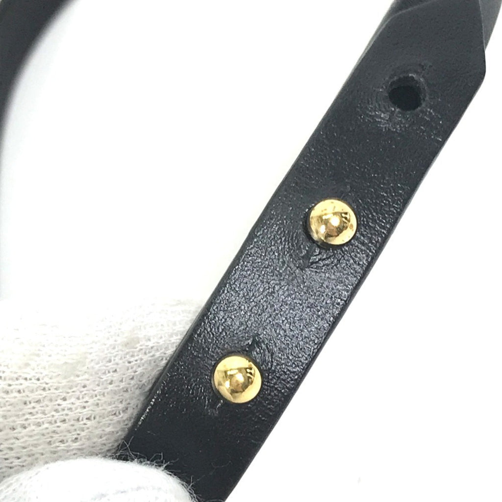 Louis Vuitton Monogram Gold Black Leather Charm Bracelet (Pre-Owned)