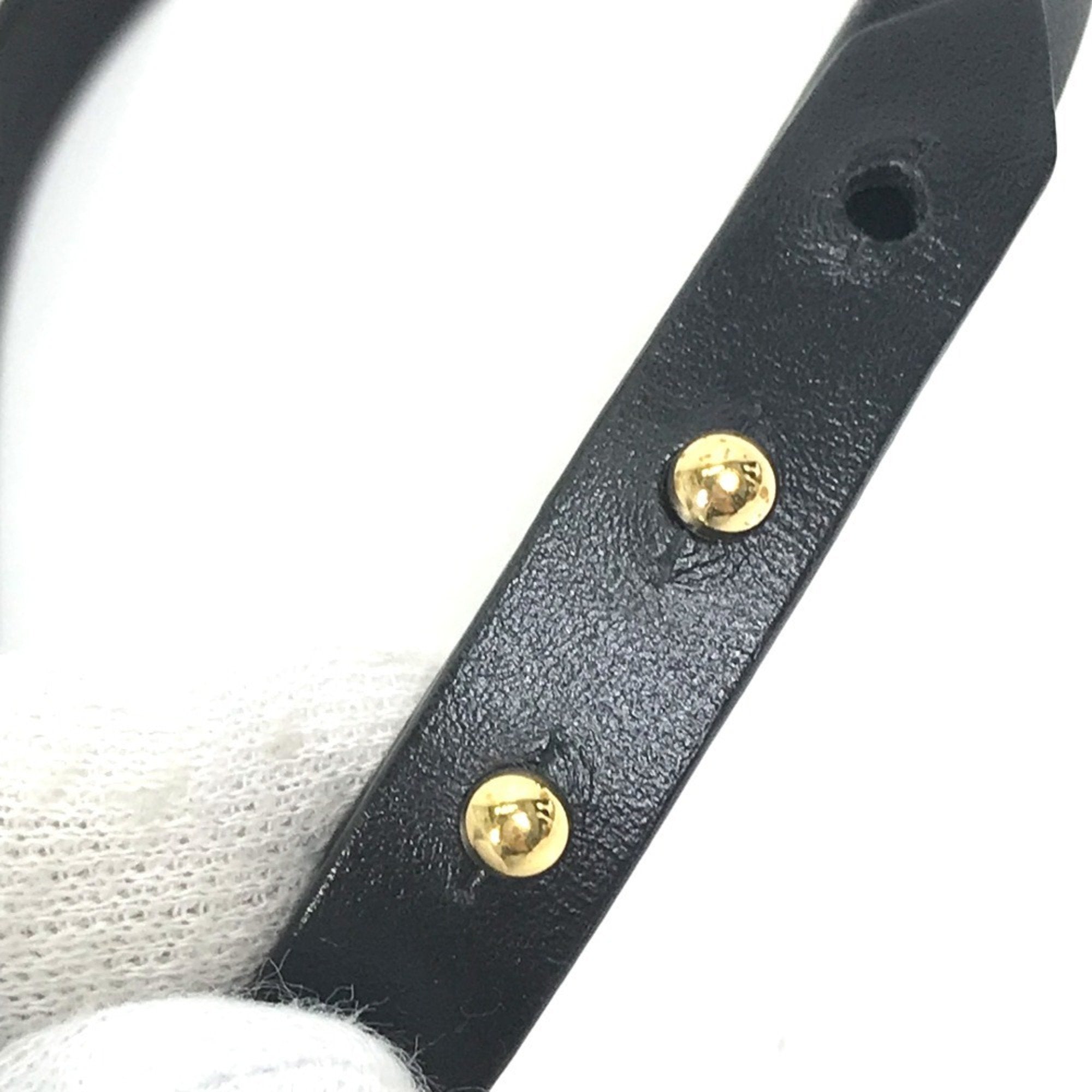 Louis Vuitton Monogram Gold Black Leather Charm Bracelet (Pre-Owned)