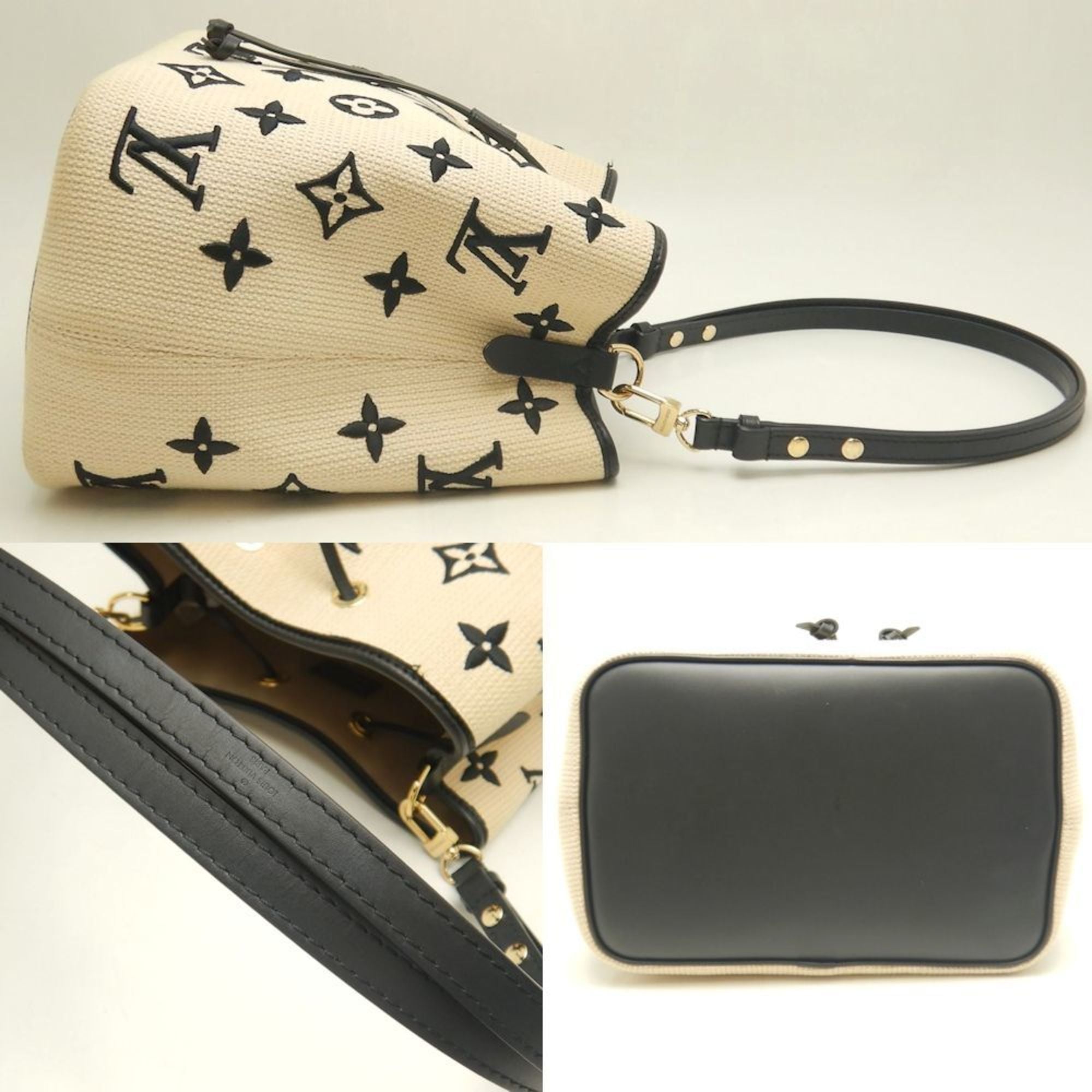 Louis Vuitton Beige Noir Cotton Canvas Leather Shoulder Bag (Pre-Owned)