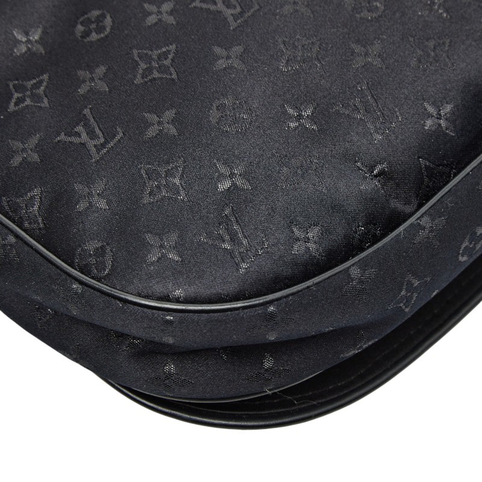 Louis Vuitton Black Noir Satin Leather Shoulder Bag (Pre-Owned)