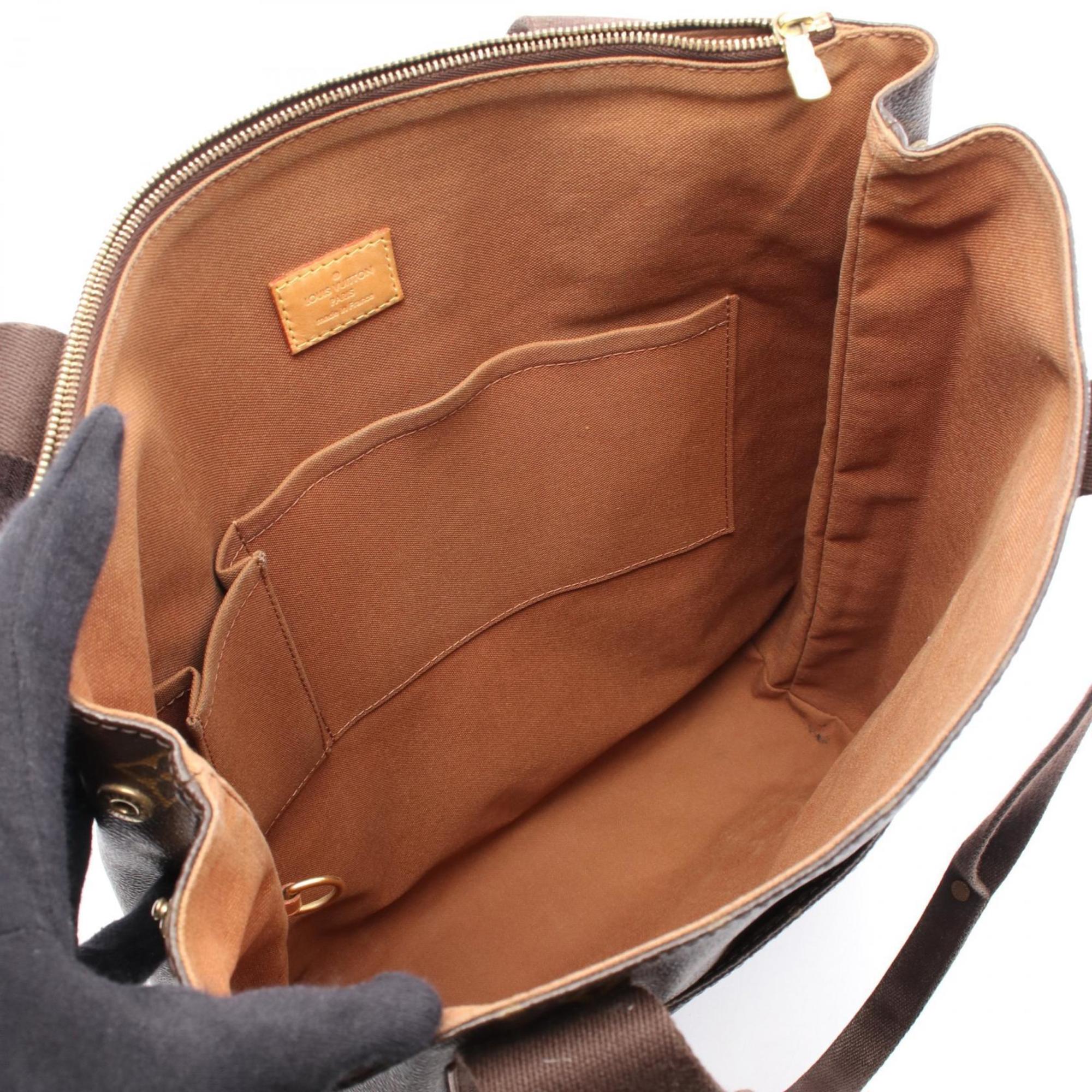 Louis Vuitton Brown Coated Canvas Leather Tote Bag (Pre-Owned)