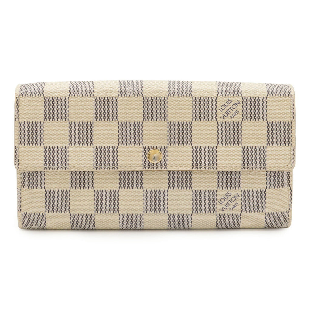 Louis Vuitton Ivory Damier Azur Canvas Long Wallet (Bi-Fold) (Pre-Owned)