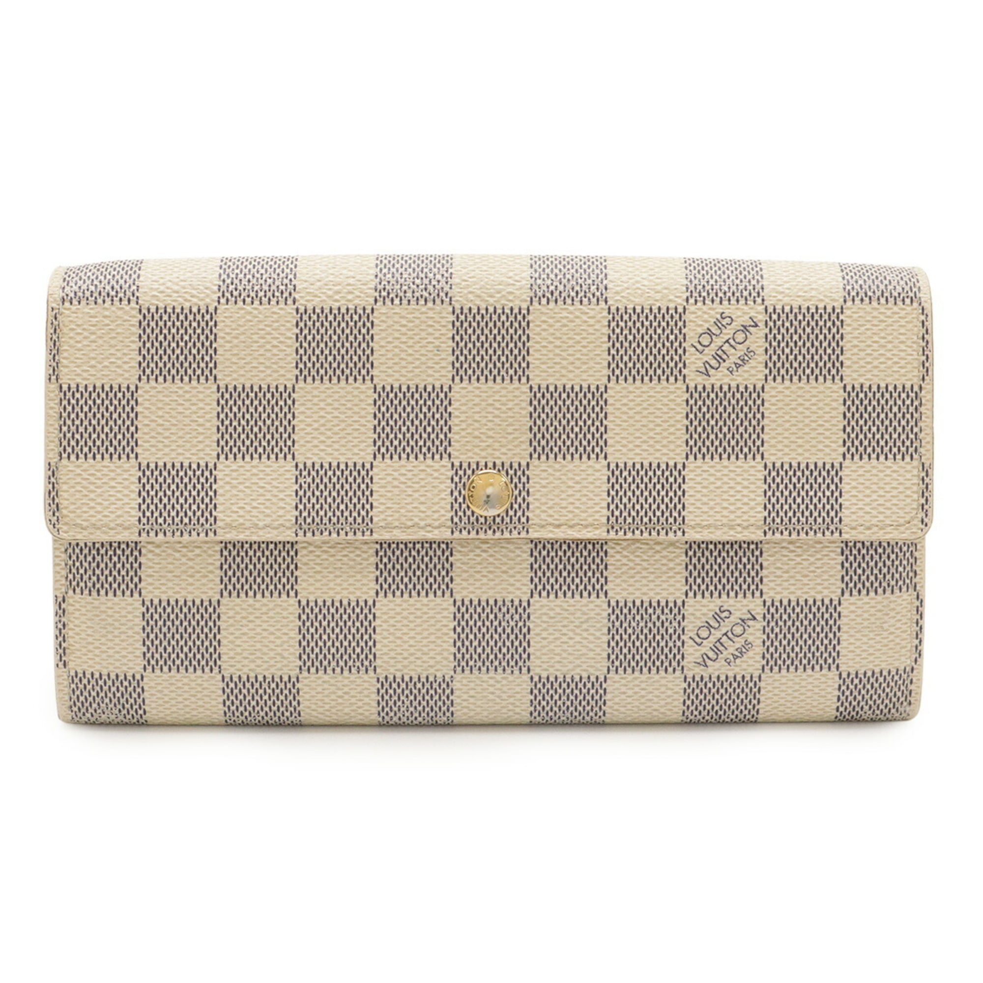 Louis Vuitton Ivory Damier Azur Canvas Long Wallet (Bi-Fold) (Pre-Owned)
