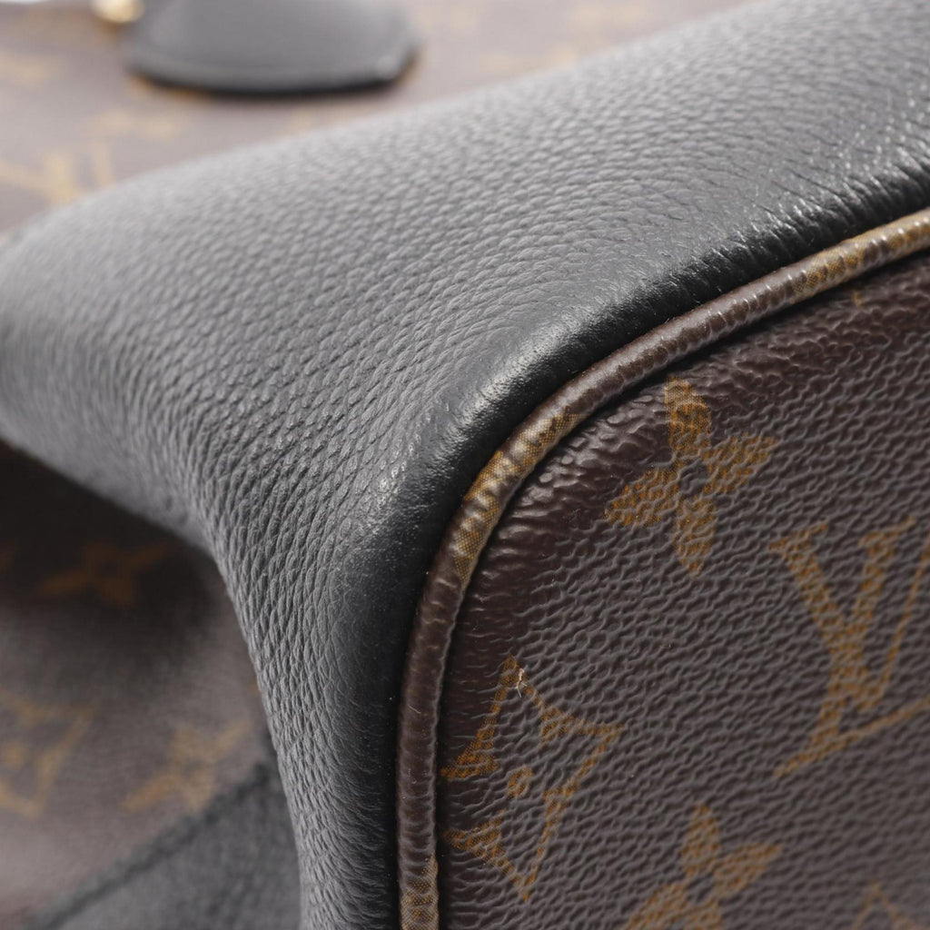 Louis Vuitton Black Brown Monogram Coated Canvas Leather Tote Bag (Pre-Owned)