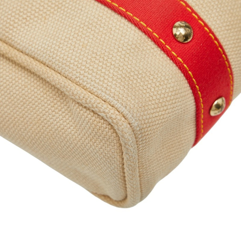 Louis Vuitton Beige Red Color Canvas Tote Bag (Pre-Owned)