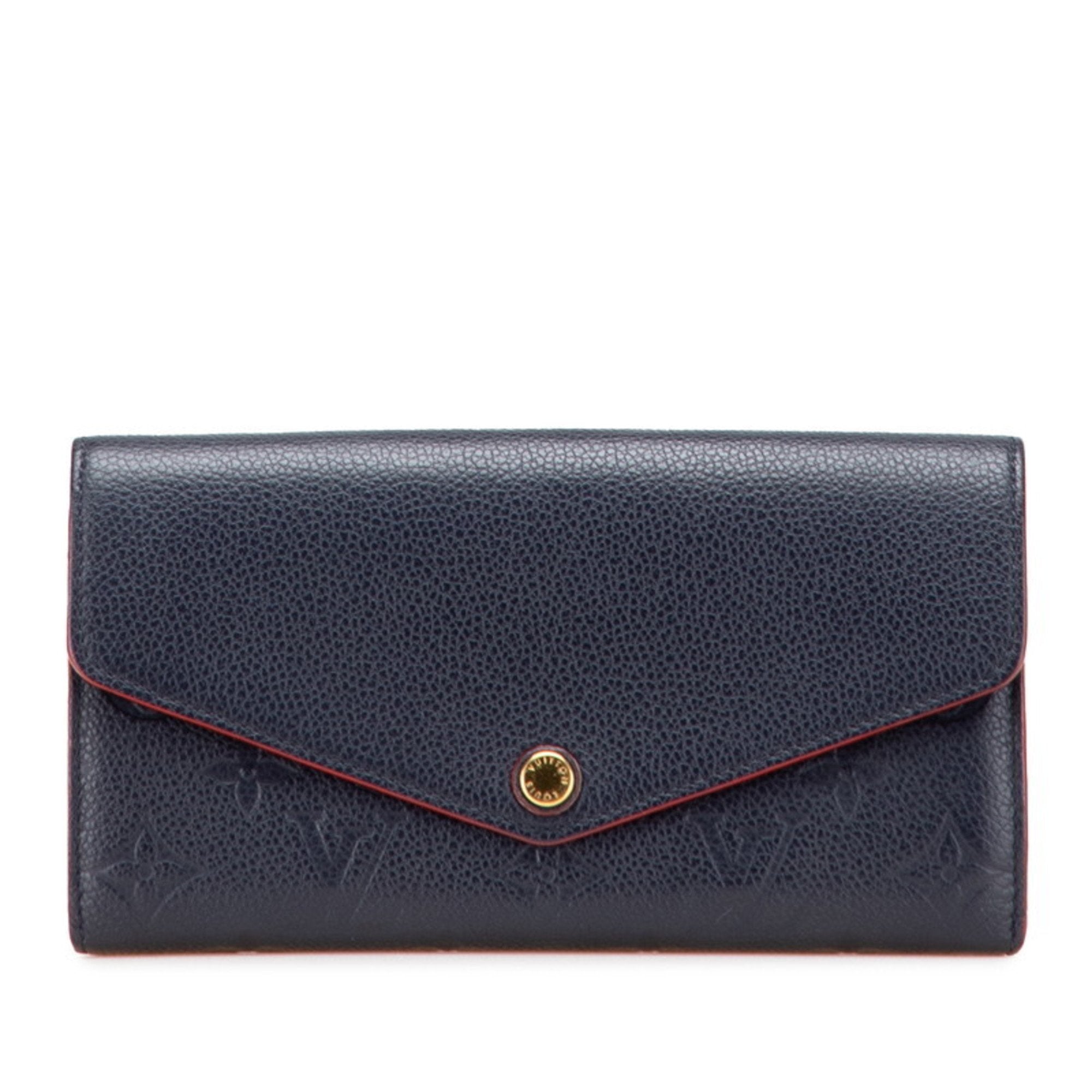 Louis Vuitton Monogram Empreinte Marine Rouge Navy Leather Long Wallet (Bi-Fold) (Pre-Owned)