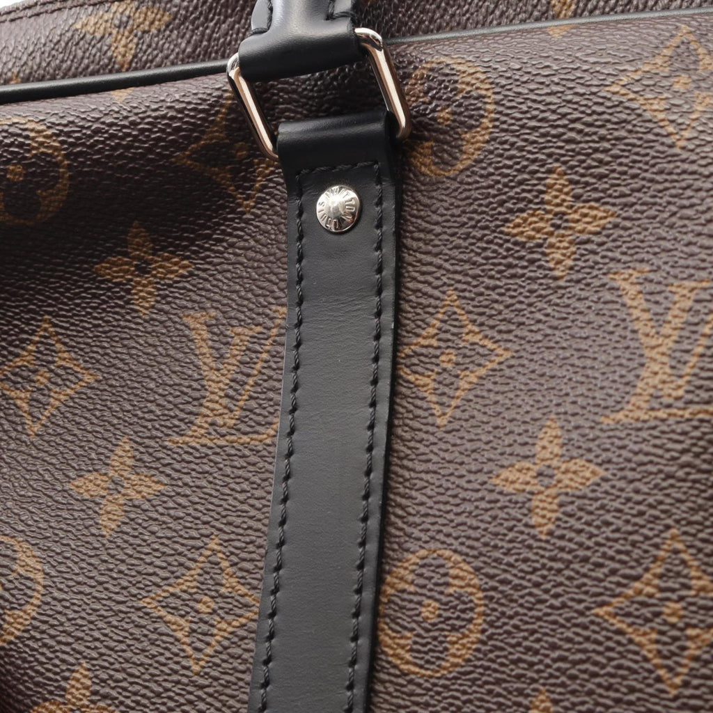 Louis Vuitton Black Brown Coated Canvas Leather Briefcase (Pre-Owned)