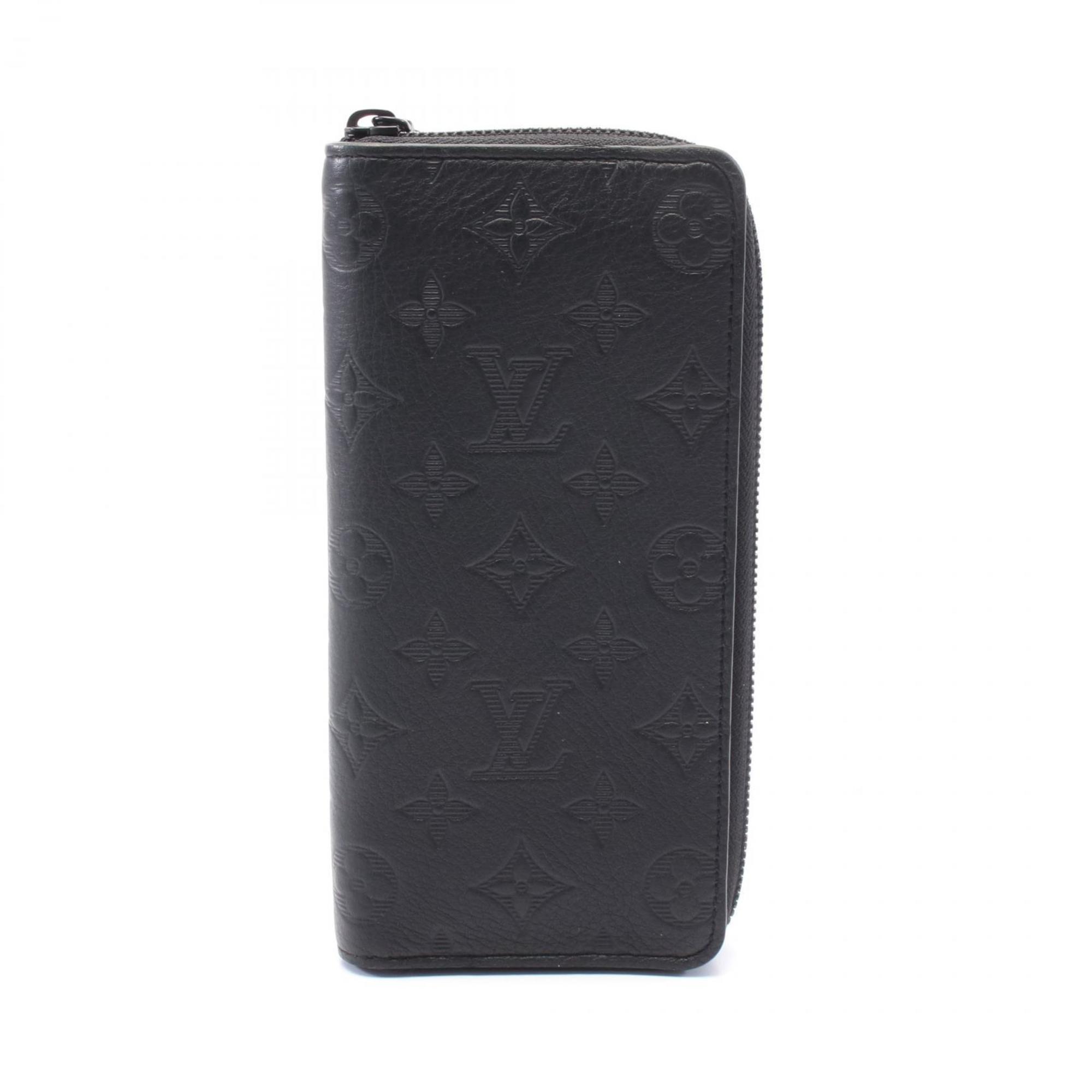Louis Vuitton Black Monogram Shadow Leather Long Wallet (Bi-Fold) (Pre-Owned)