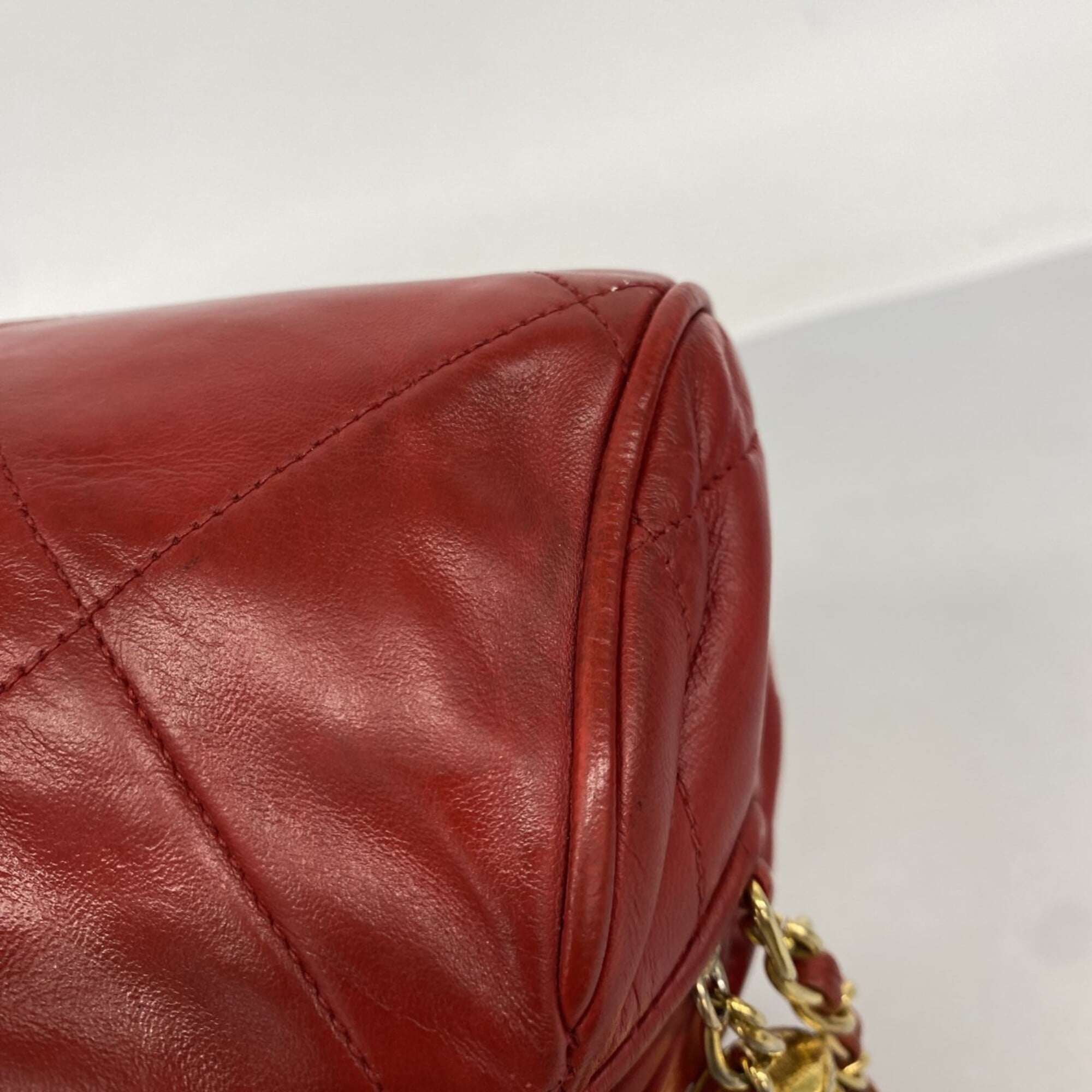 Vintage Diamond CC Barrel Bag Quilted Leather Mini