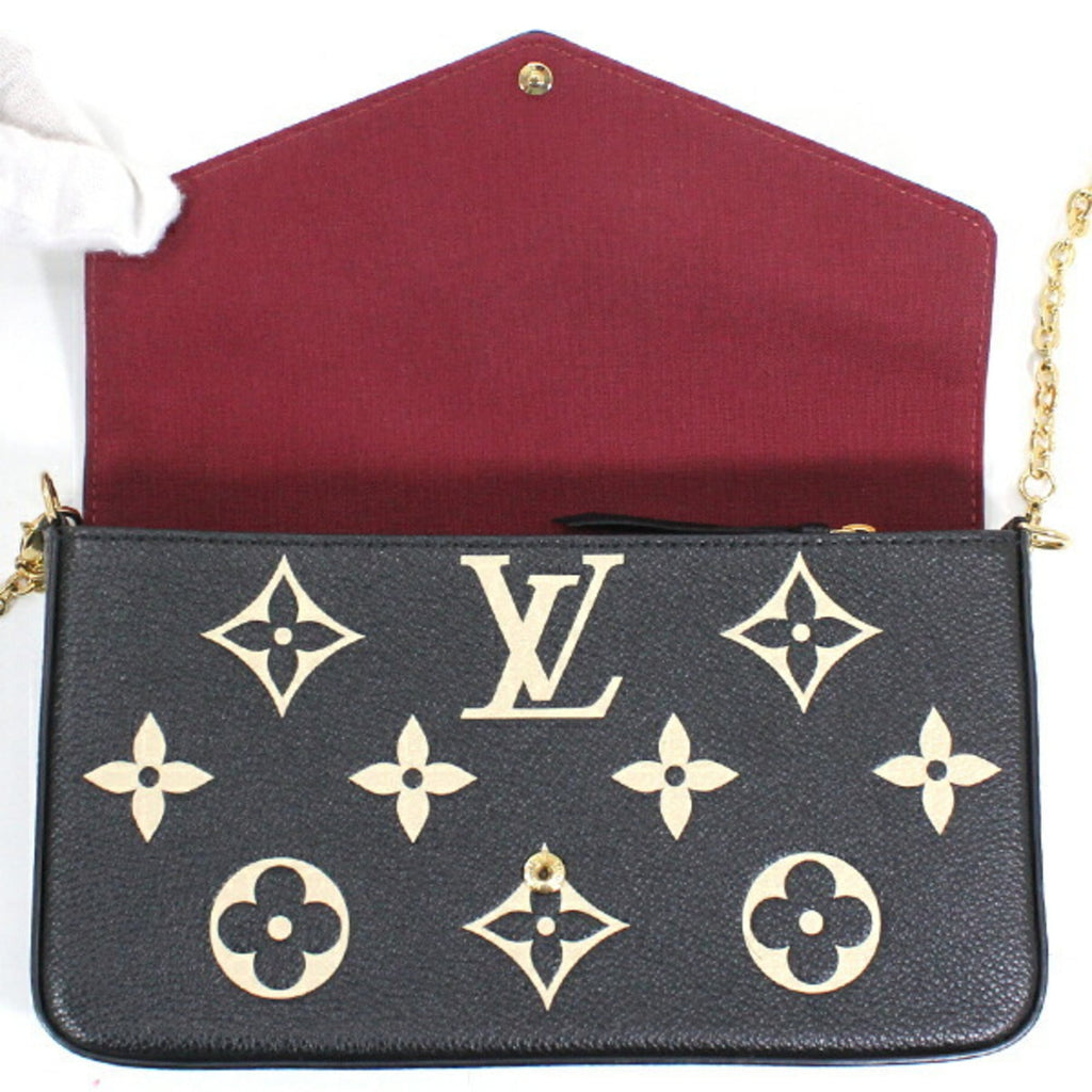 Louis Vuitton Beige Bicolor Black Monogram Empreinte Clutch Bag Pochette Shoulder Bag (Pre-Owned)