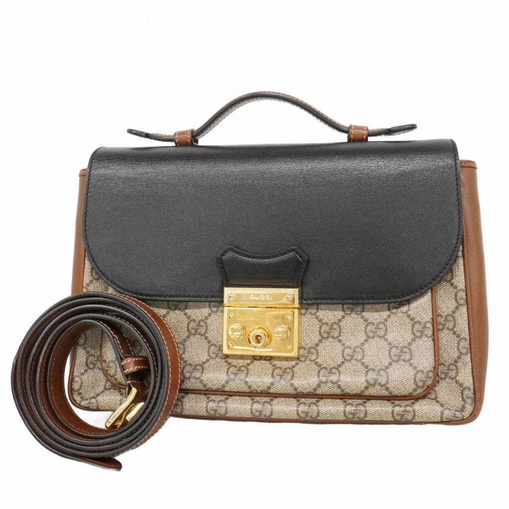 Padlock Front Pocket Flap Shoulder Bag GG Coated Canvas and Leather Small