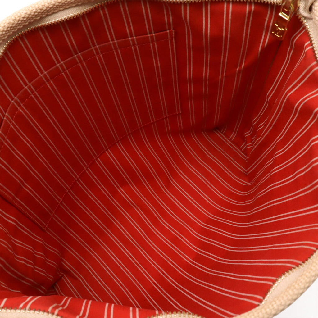 Louis Vuitton Beige Red Color Canvas Shoulder Bag Tote Bag (Pre-Owned)