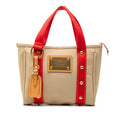 Louis Vuitton Beige Canvas Leather Handbag Tote Bag (Pre-Owned)