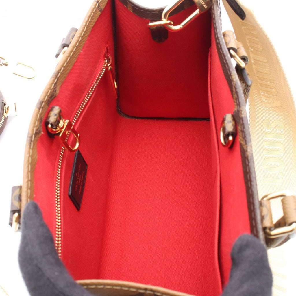 Louis Vuitton Beige Brown Monogram Reverse Coated Canvas Handbag Pouch (Pre-Owned)