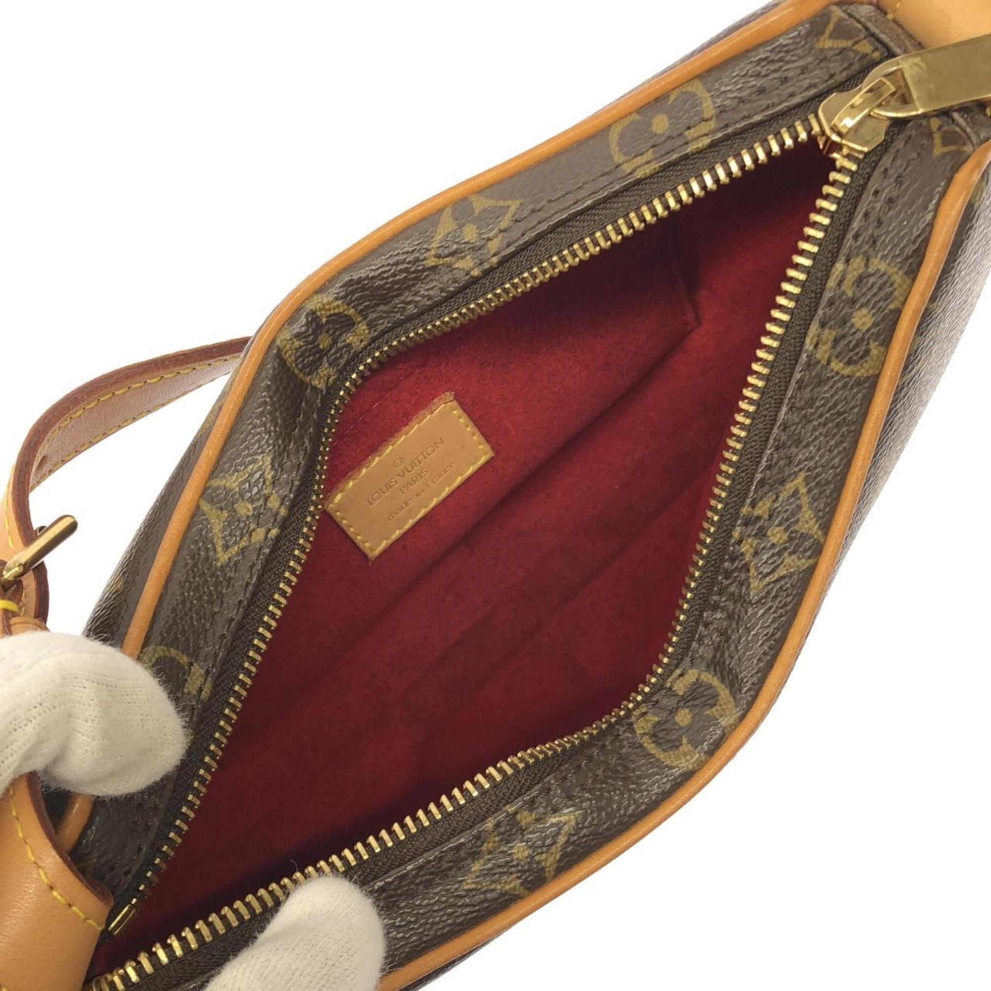 Louis Vuitton Marron Coated Canvas Pochette Shoulder Bag (Pre-Owned)