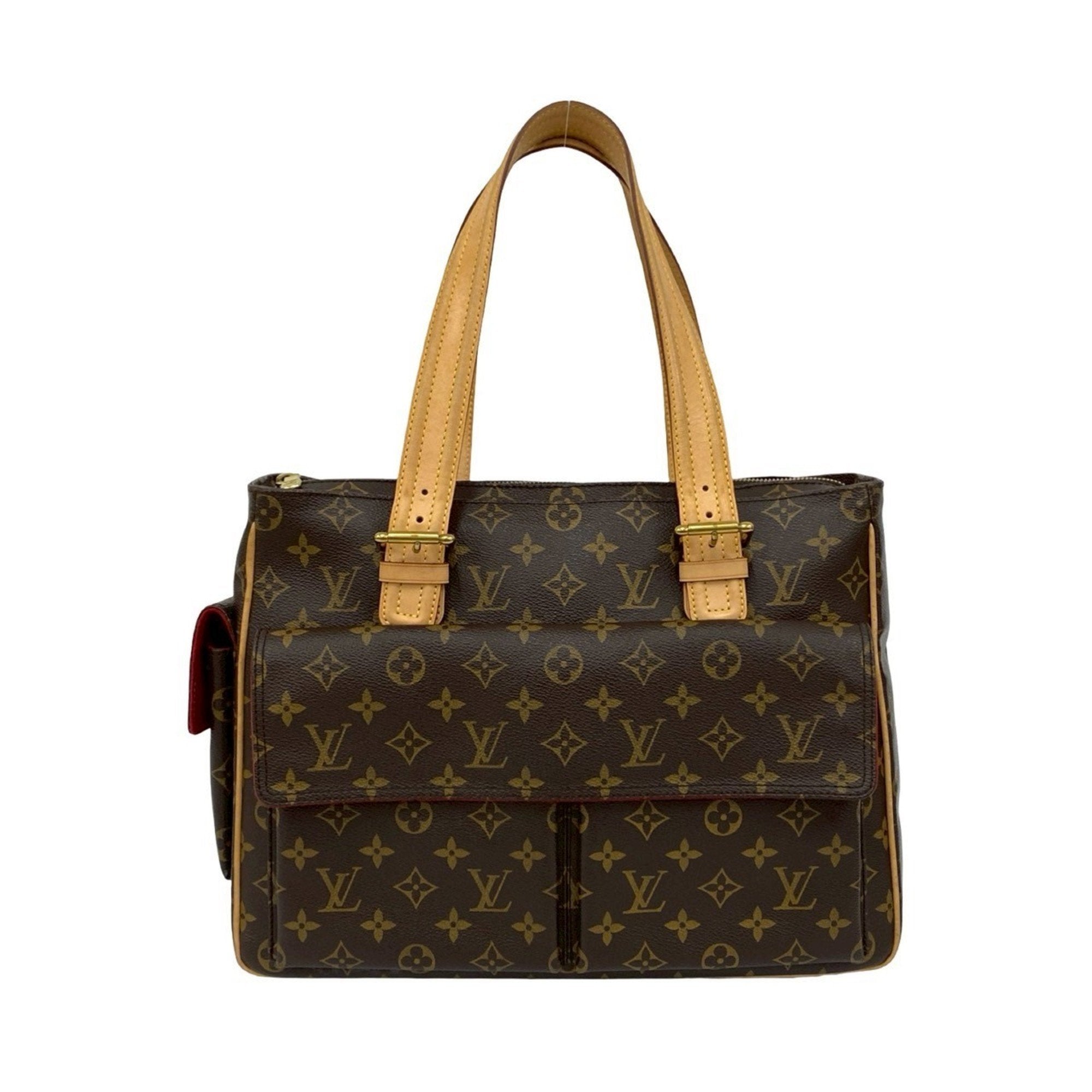 Louis Vuitton Brown Leather Pvc Handbag Tote Bag (Pre-Owned)