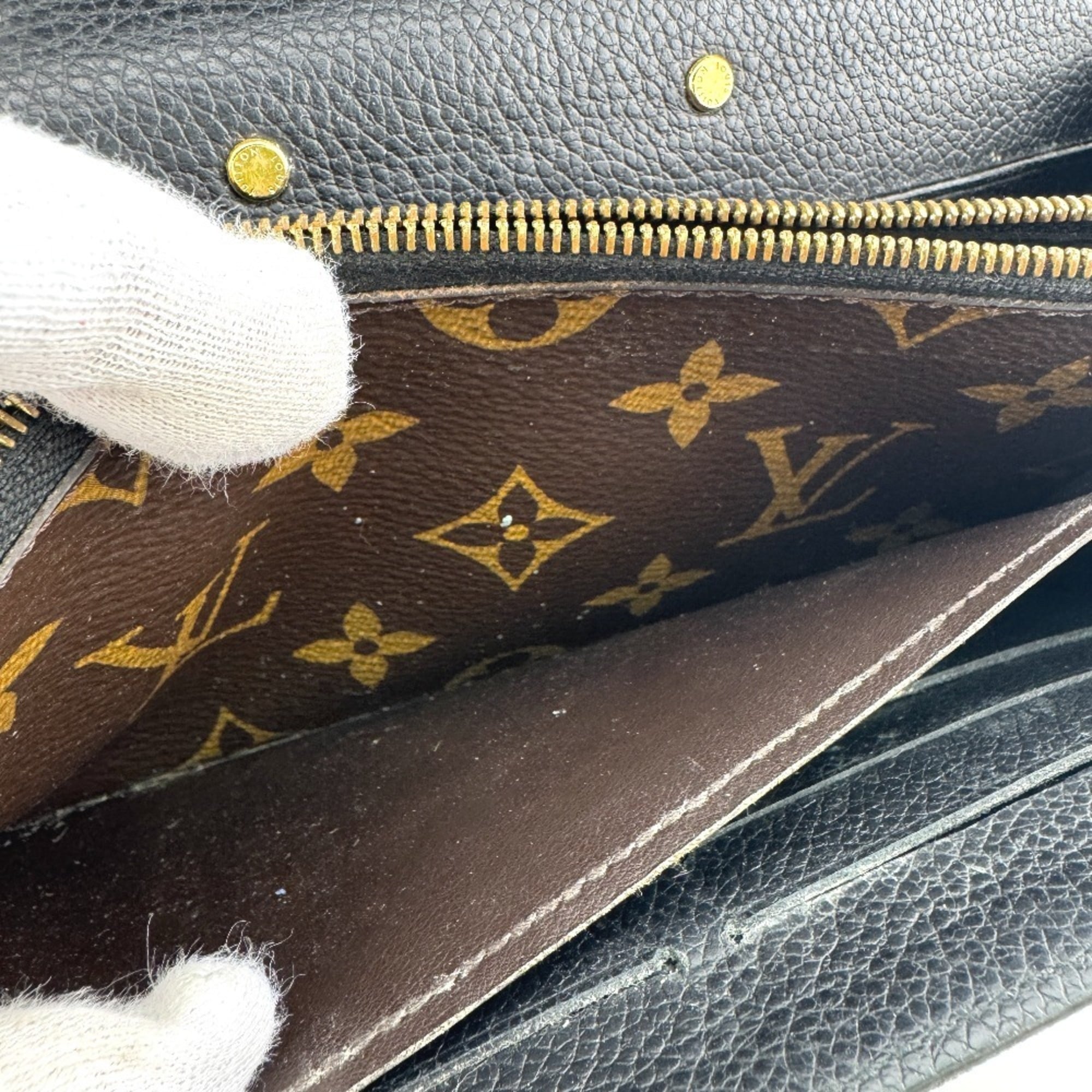 Louis Vuitton Black Brown Monogram Monogram Leather Long Wallet (Bi-Fold) (Pre-Owned)