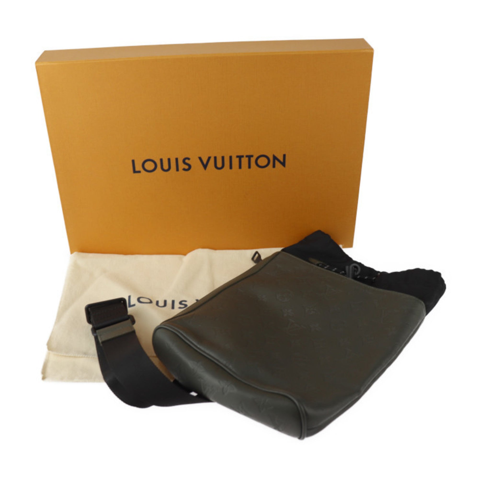 Louis Vuitton Black Khaki Leather Shoulder Bag (Pre-Owned)