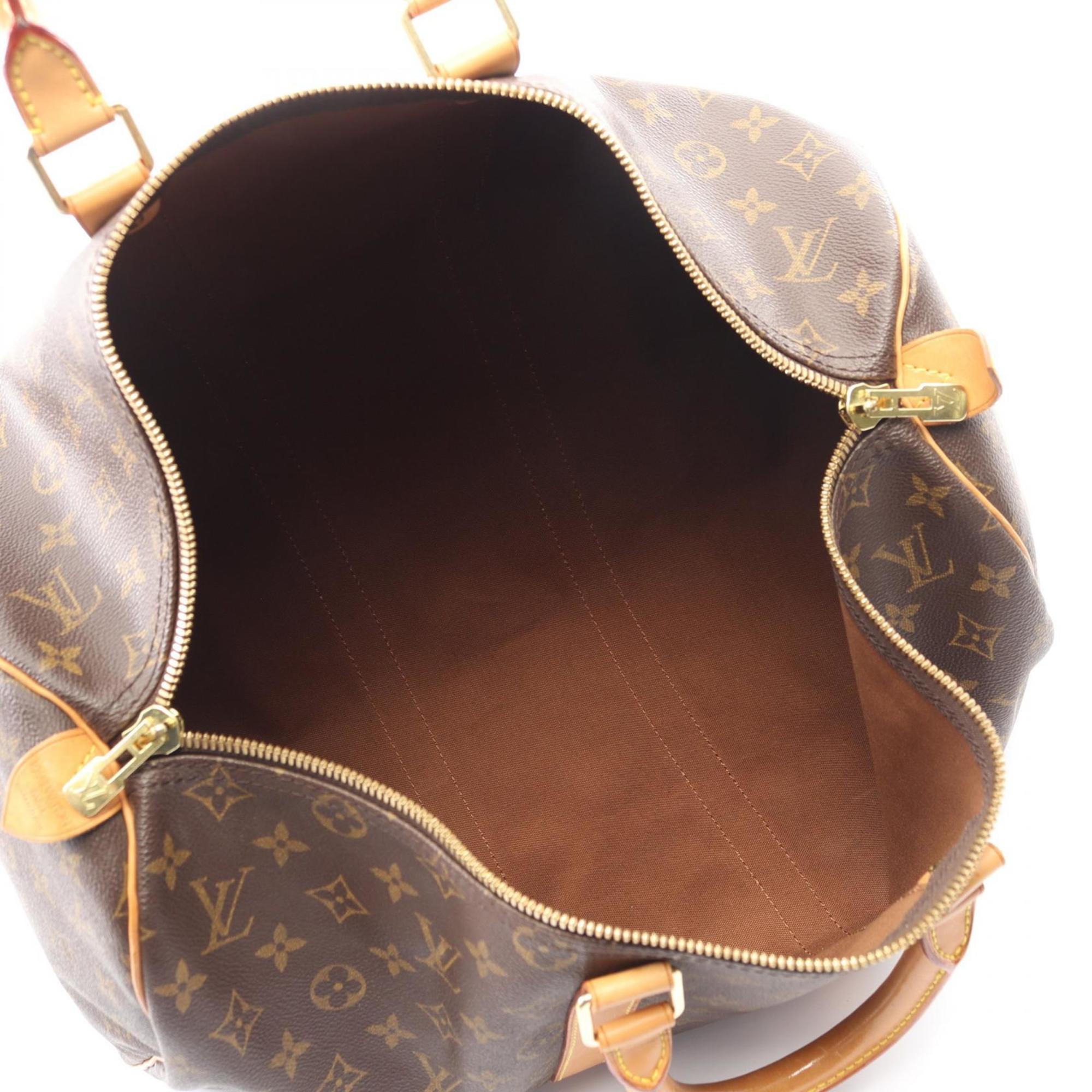 Louis Vuitton Brown Coated Canvas Leather Boston Bag (Pre-Owned)
