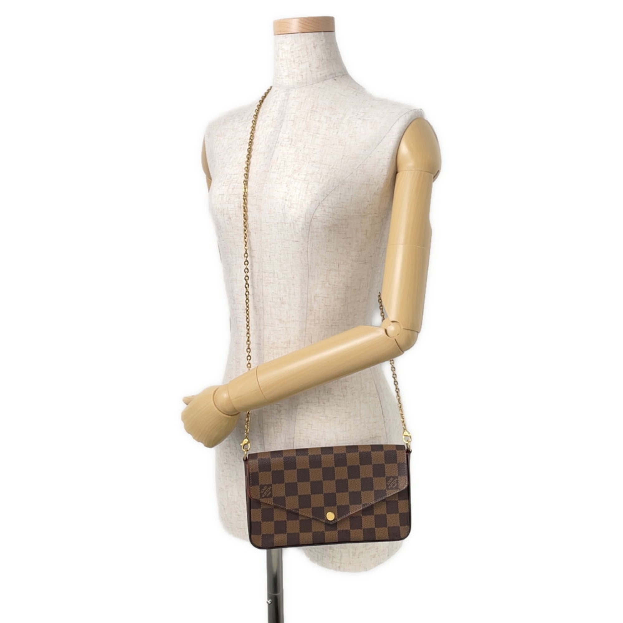 Louis Vuitton Damier Damier Canvas Ebene Red Color Pochette (Pre-Owned)