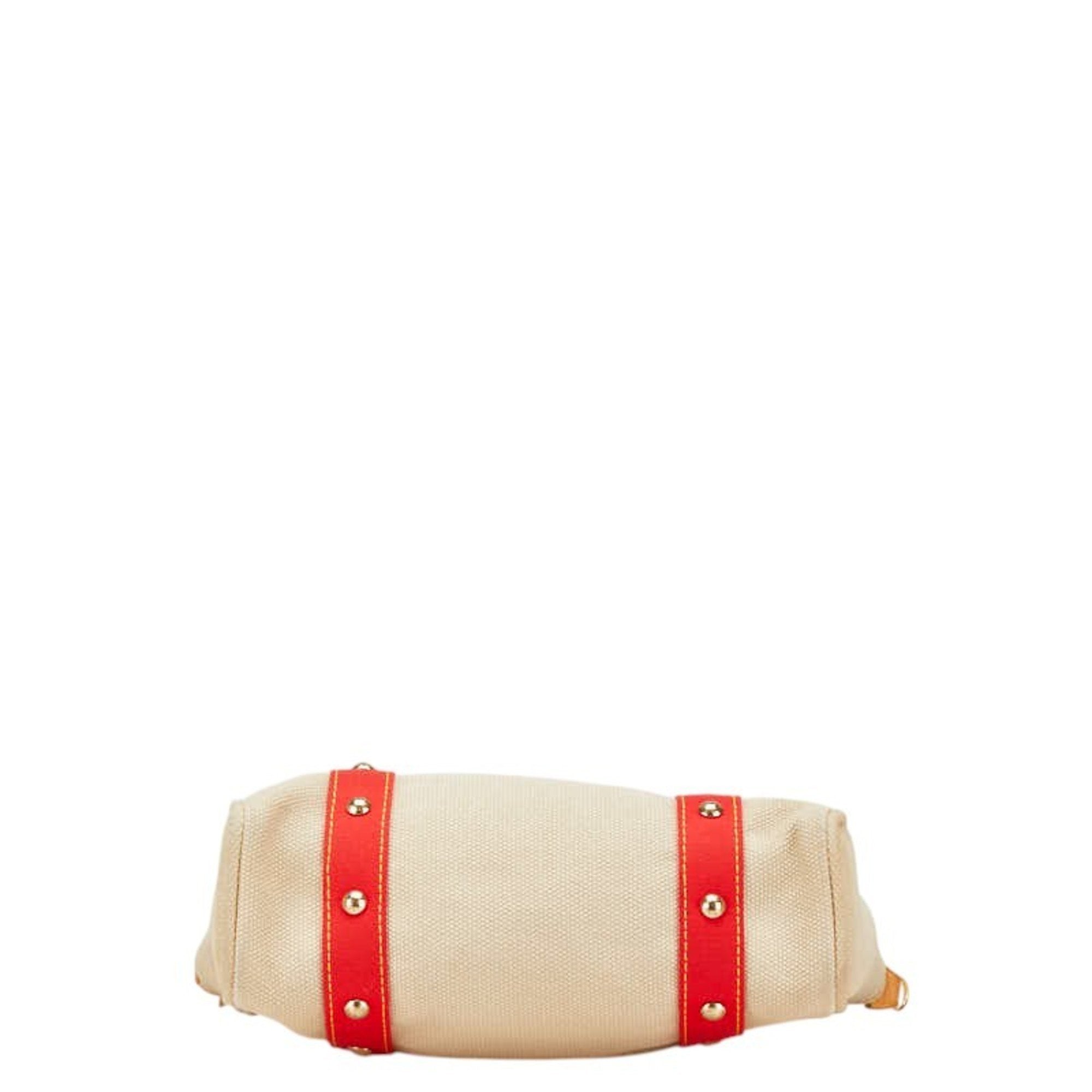 Louis Vuitton Antigua Beige Red Color Canvas Shoulder Bag Tote Bag (Pre-Owned)