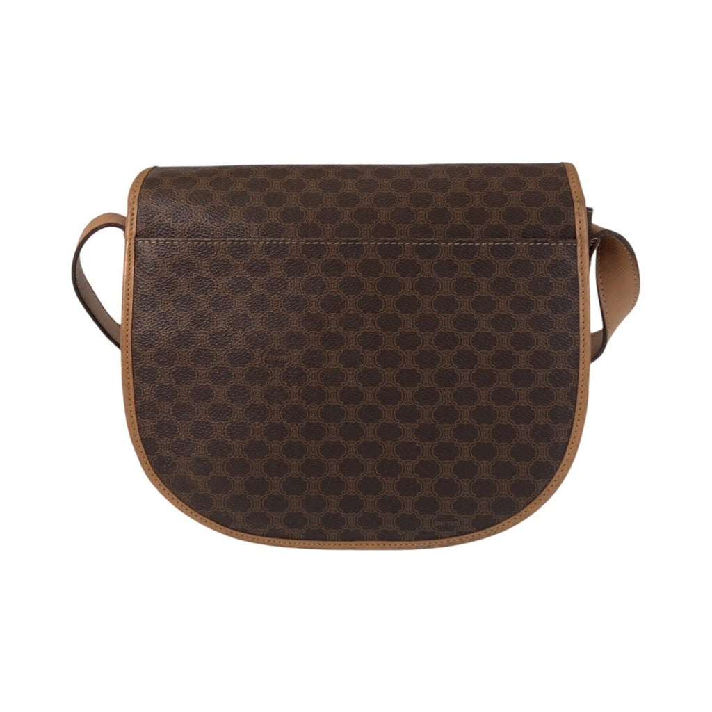 Vintage Saddle Flap Shoulder Bag Macadam Coated Canvas Small