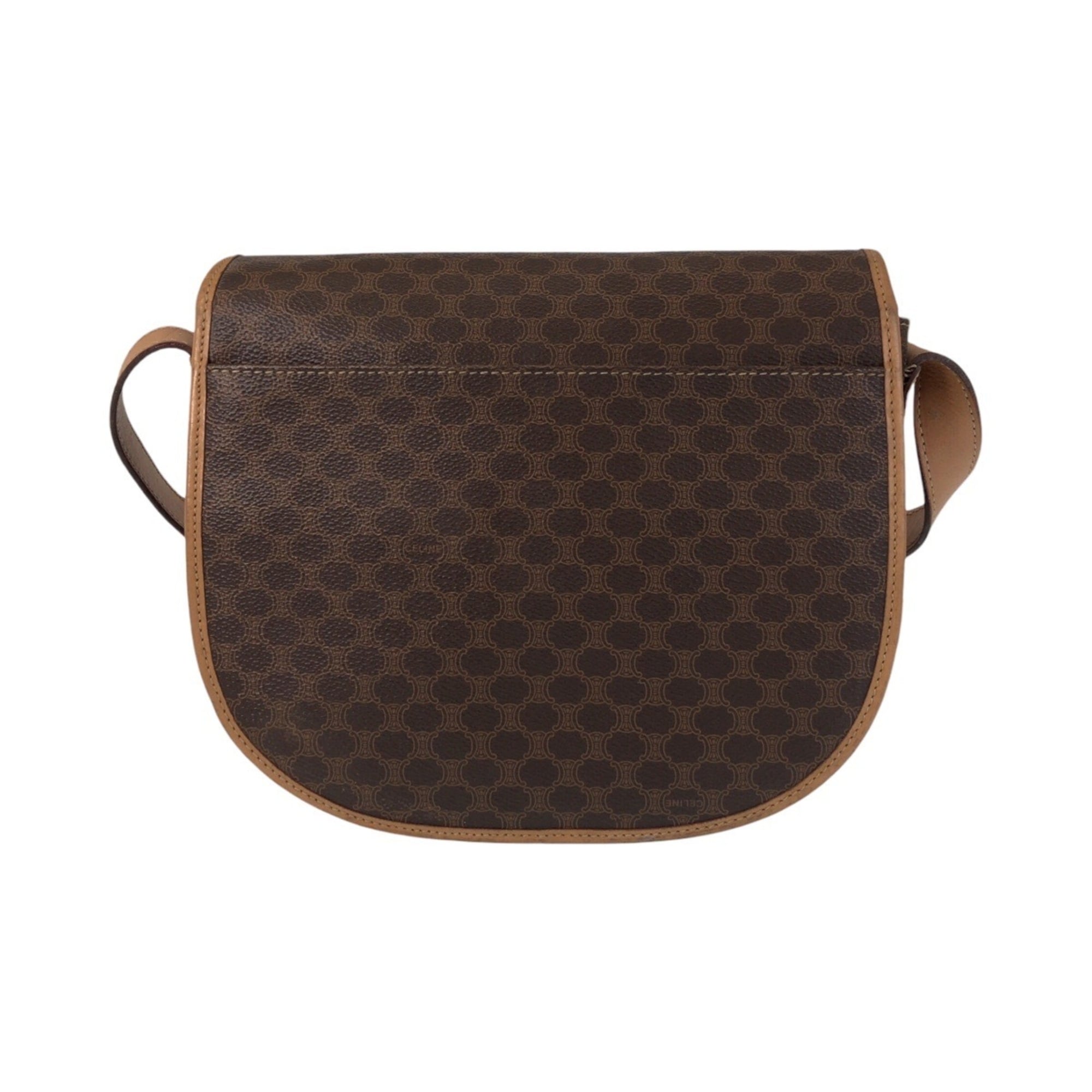 Vintage Saddle Flap Shoulder Bag Macadam Coated Canvas Small