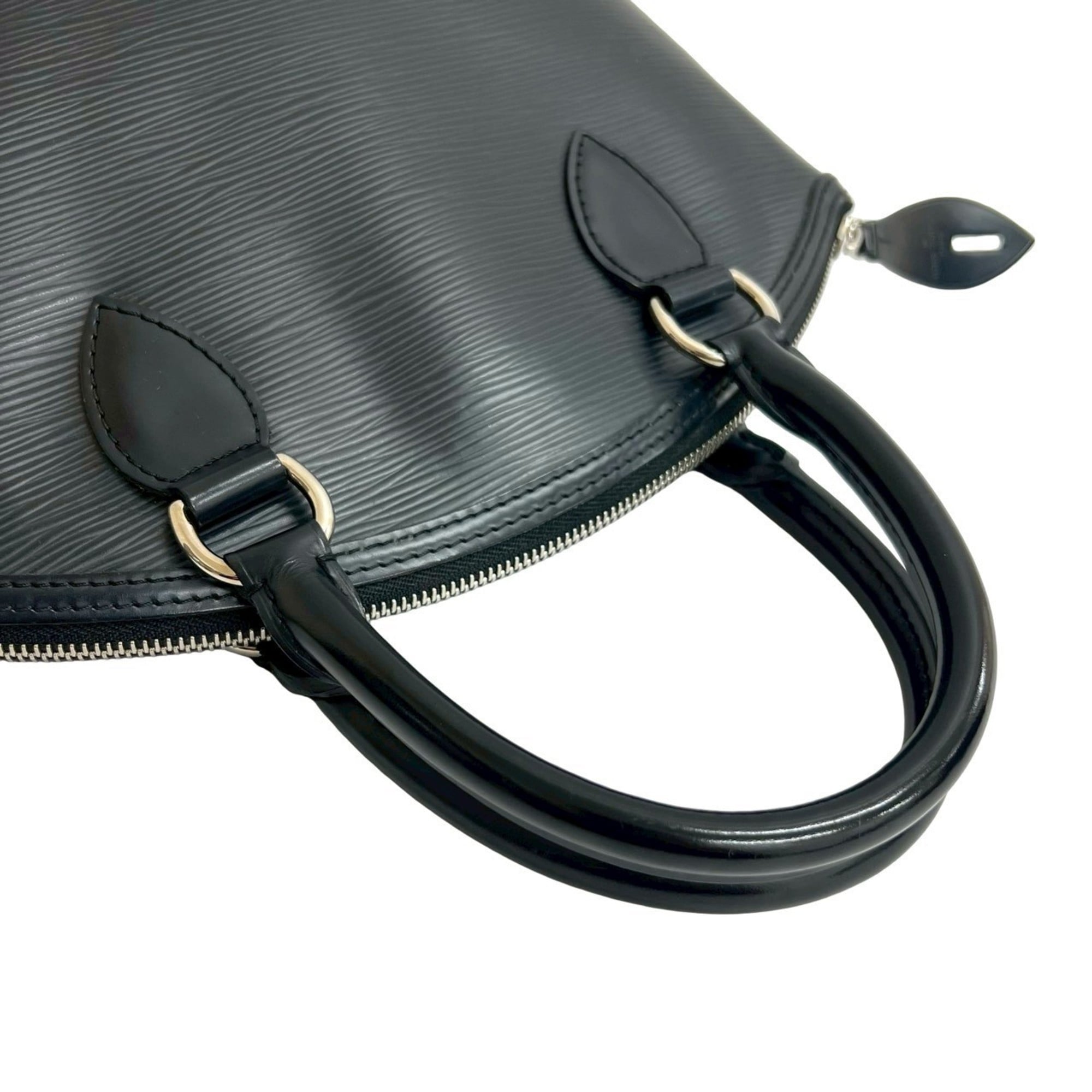 Louis Vuitton Black Leather Boston Bag Handbag Tote Bag (Pre-Owned)