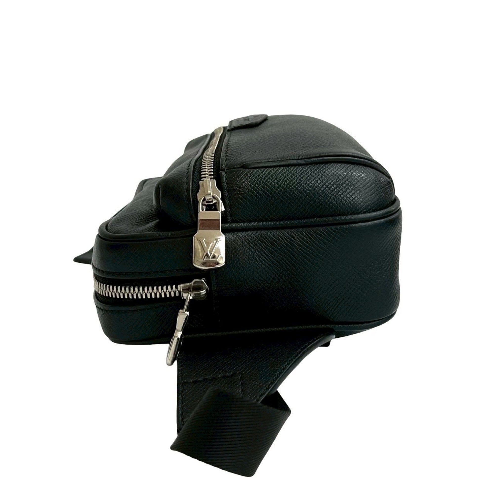 Louis Vuitton Black Leather Shoulder Bag Sling Bag (Pre-Owned)