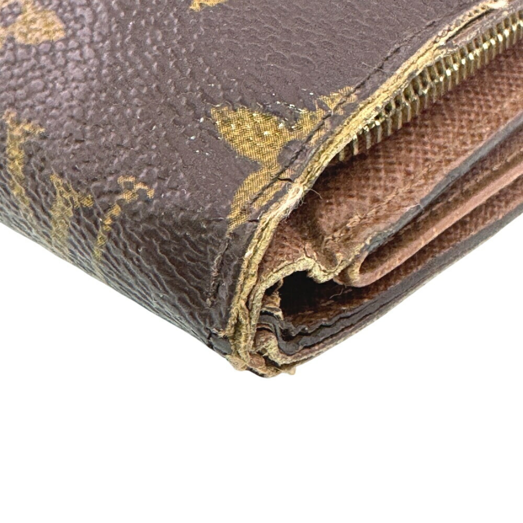 Louis Vuitton Brown Leather Wallet (Tri-Fold) (Pre-Owned)