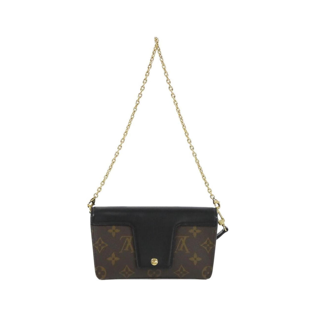 Louis Vuitton Black Brown Coated Canvas Leather Shoulder Bag (Pre-Owned)
