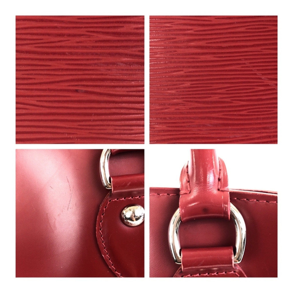 Louis Vuitton Red Color Leather Handbag Tote Bag (Pre-Owned)