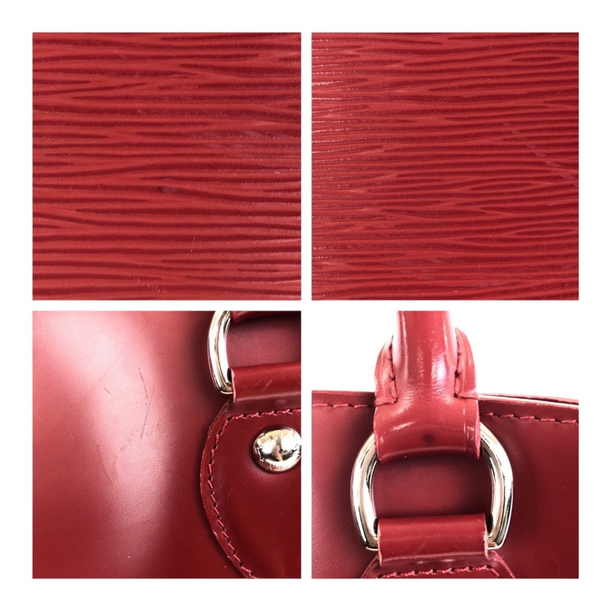 Louis Vuitton Red Color Leather Handbag Tote Bag (Pre-Owned)