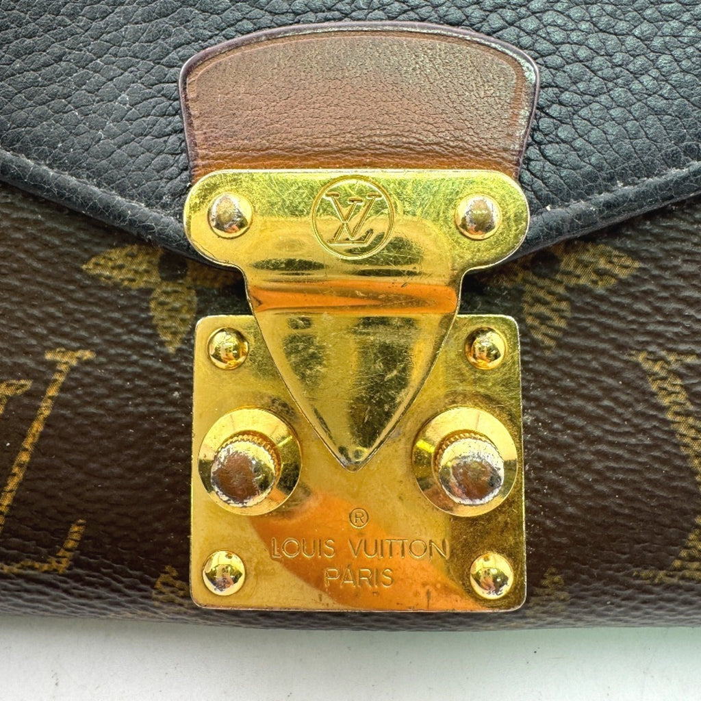 Louis Vuitton Black Brown Monogram Monogram Leather Long Wallet (Bi-Fold) (Pre-Owned)