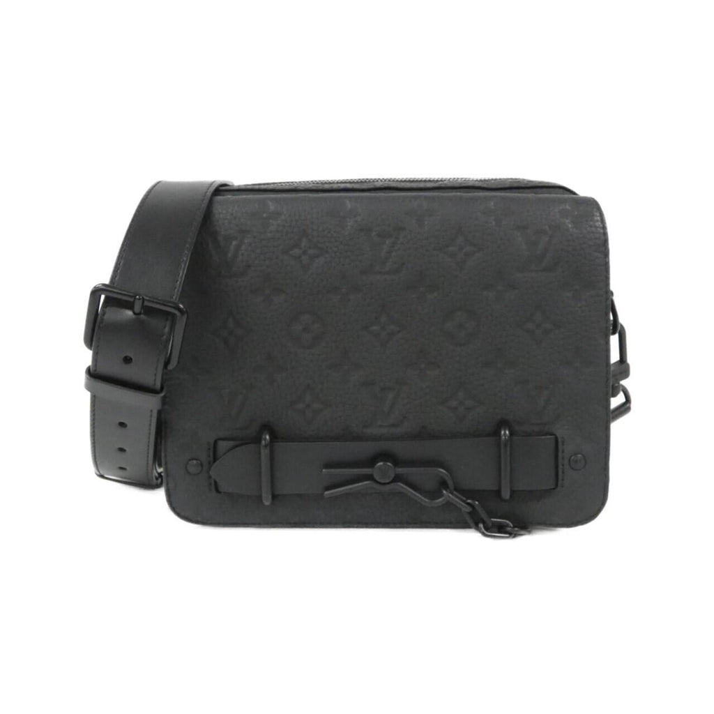 Louis Vuitton Black Leather Messenger Bag Shoulder Bag (Pre-Owned)