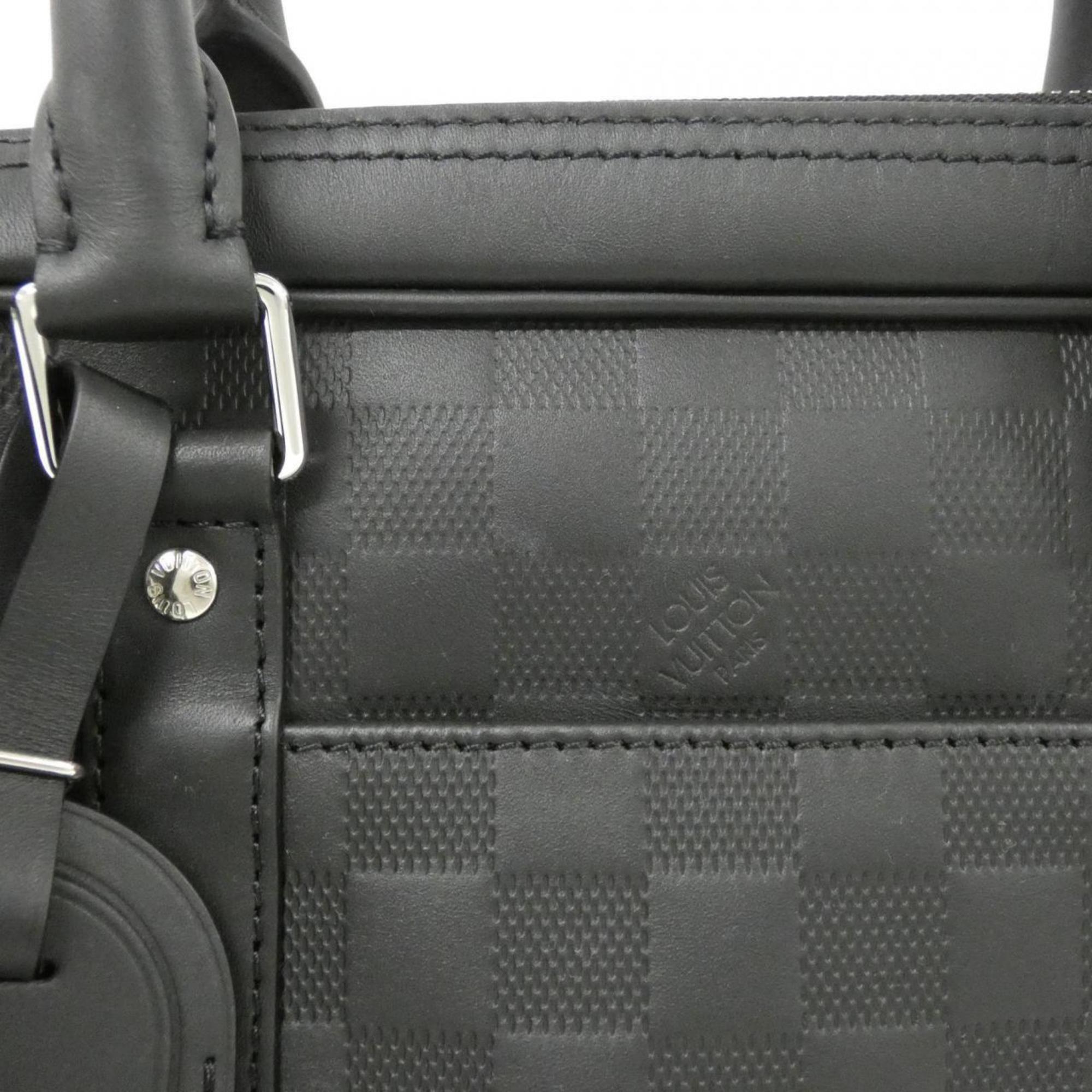 Louis Vuitton Black Leather Briefcase Handbag (Pre-Owned)
