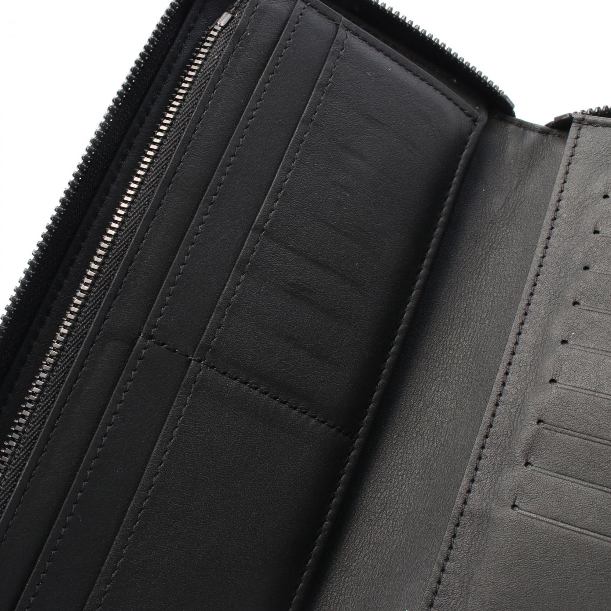 Louis Vuitton Black Monogram Shadow Leather Long Wallet (Bi-Fold) (Pre-Owned)