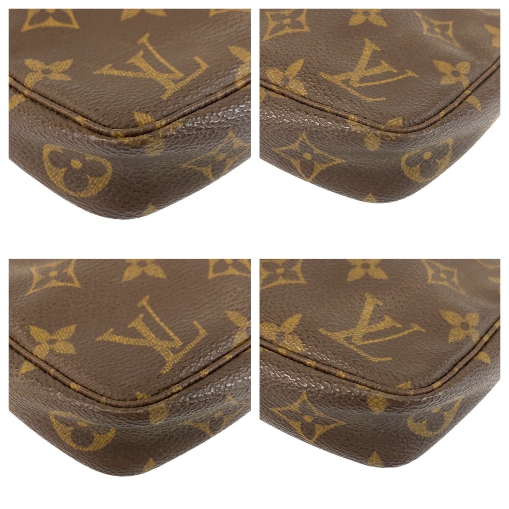 Louis Vuitton Brown Pvc Leather Handbag Pochette Pouch (Pre-Owned)