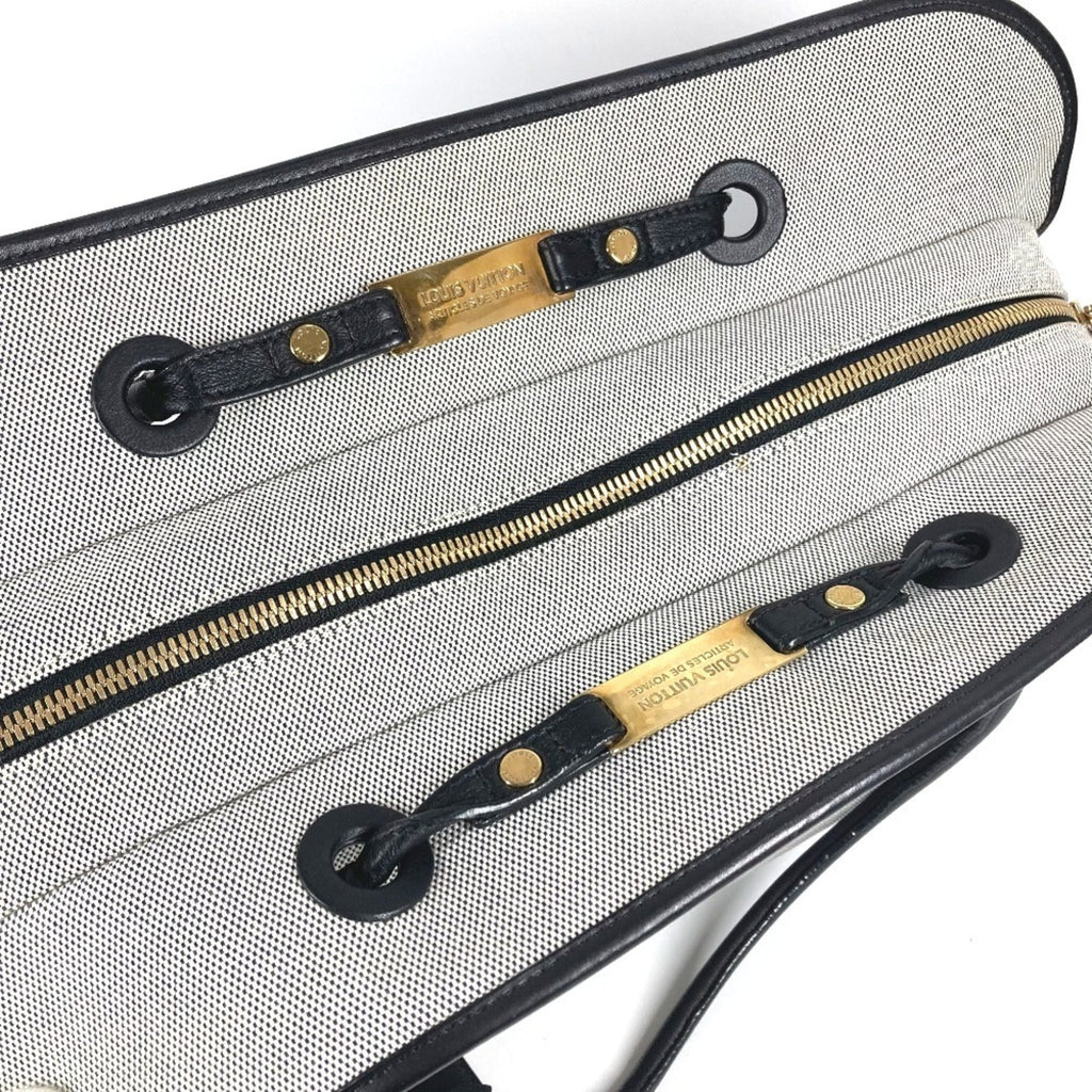 Louis Vuitton Black Galle Yellow Leather Canvas Boston Bag Shoulder Bag Tote Bag (Pre-Owned)