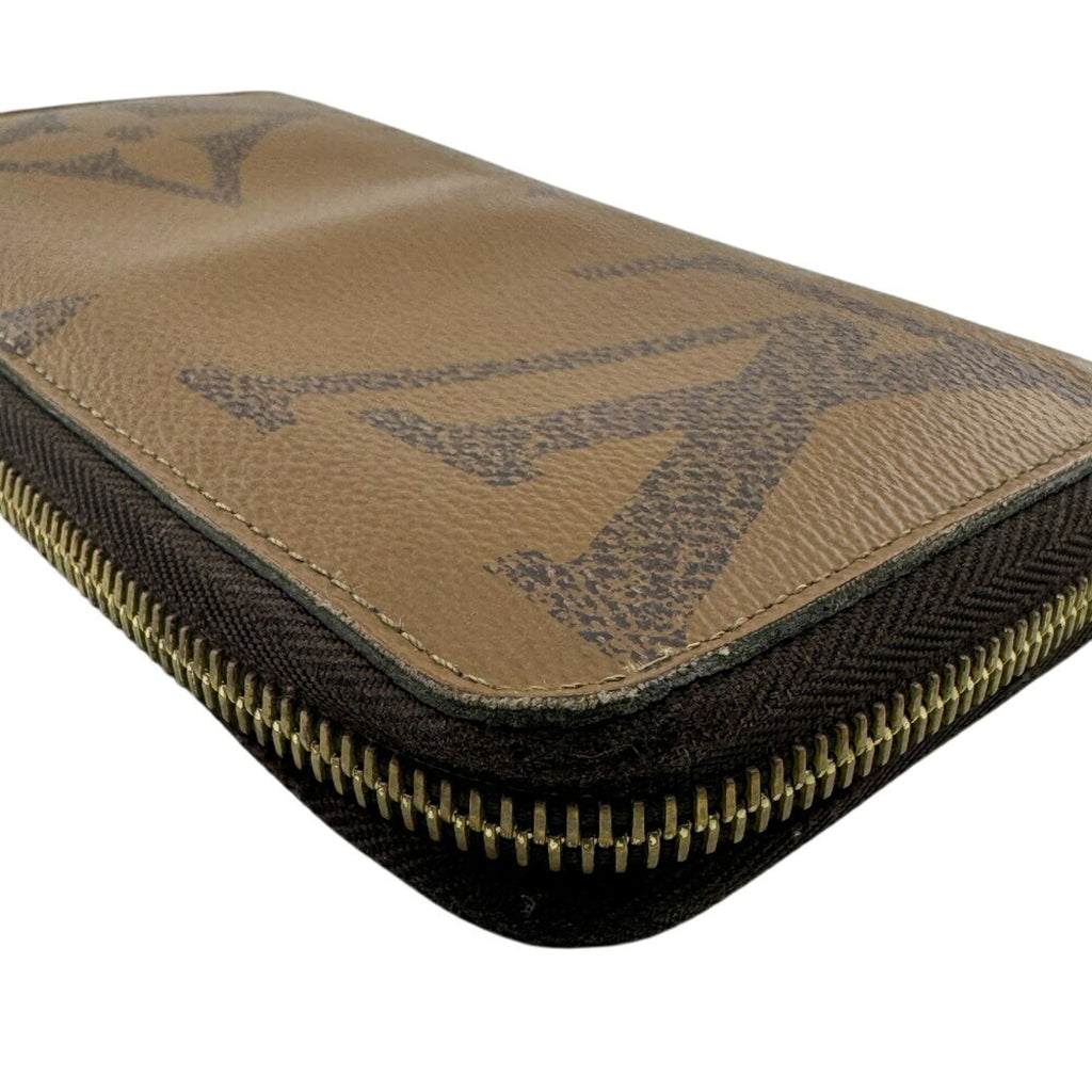Louis Vuitton Black Brown Camel Leather Long Wallet (Bi-Fold) (Pre-Owned)