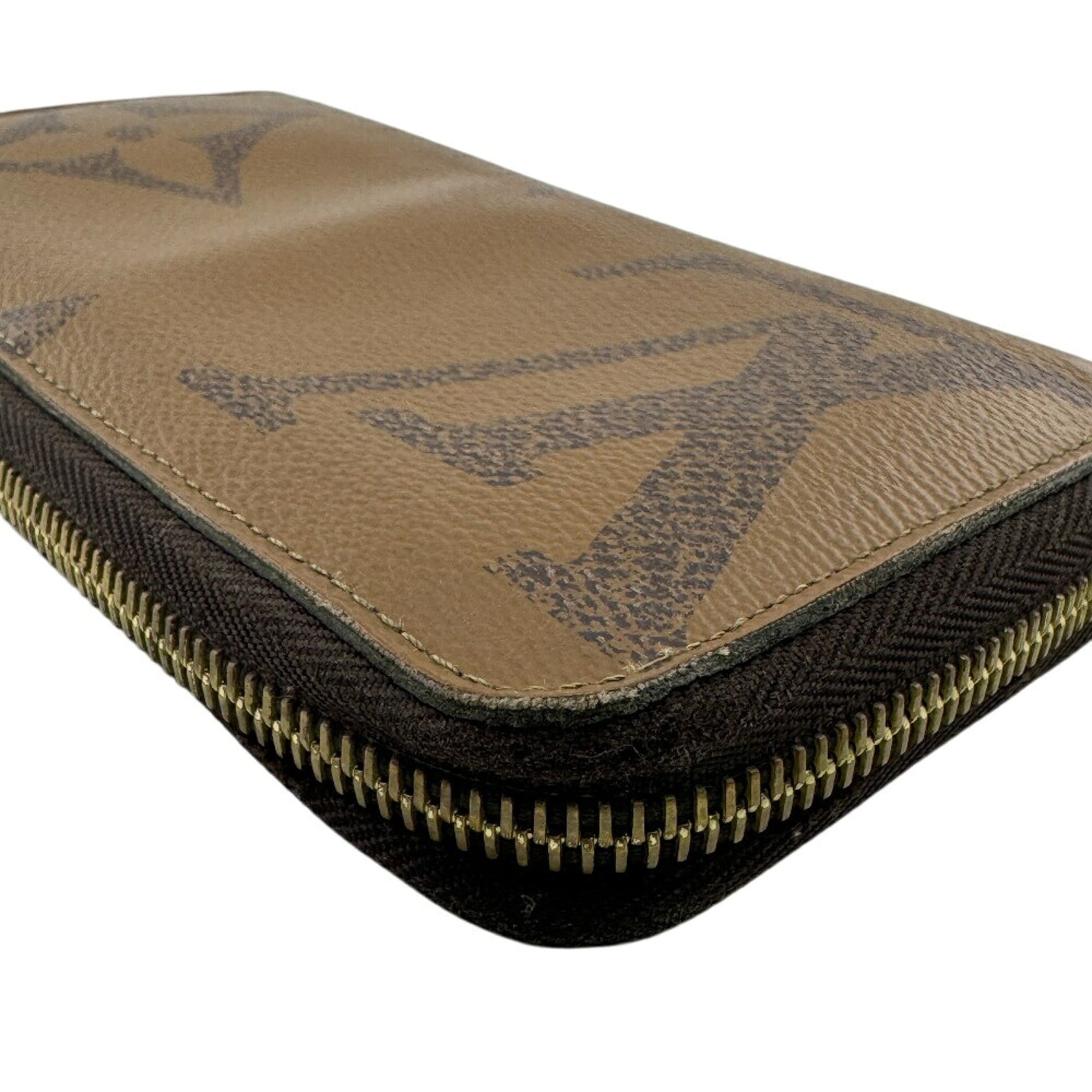 Louis Vuitton Black Brown Camel Leather Long Wallet (Bi-Fold) (Pre-Owned)