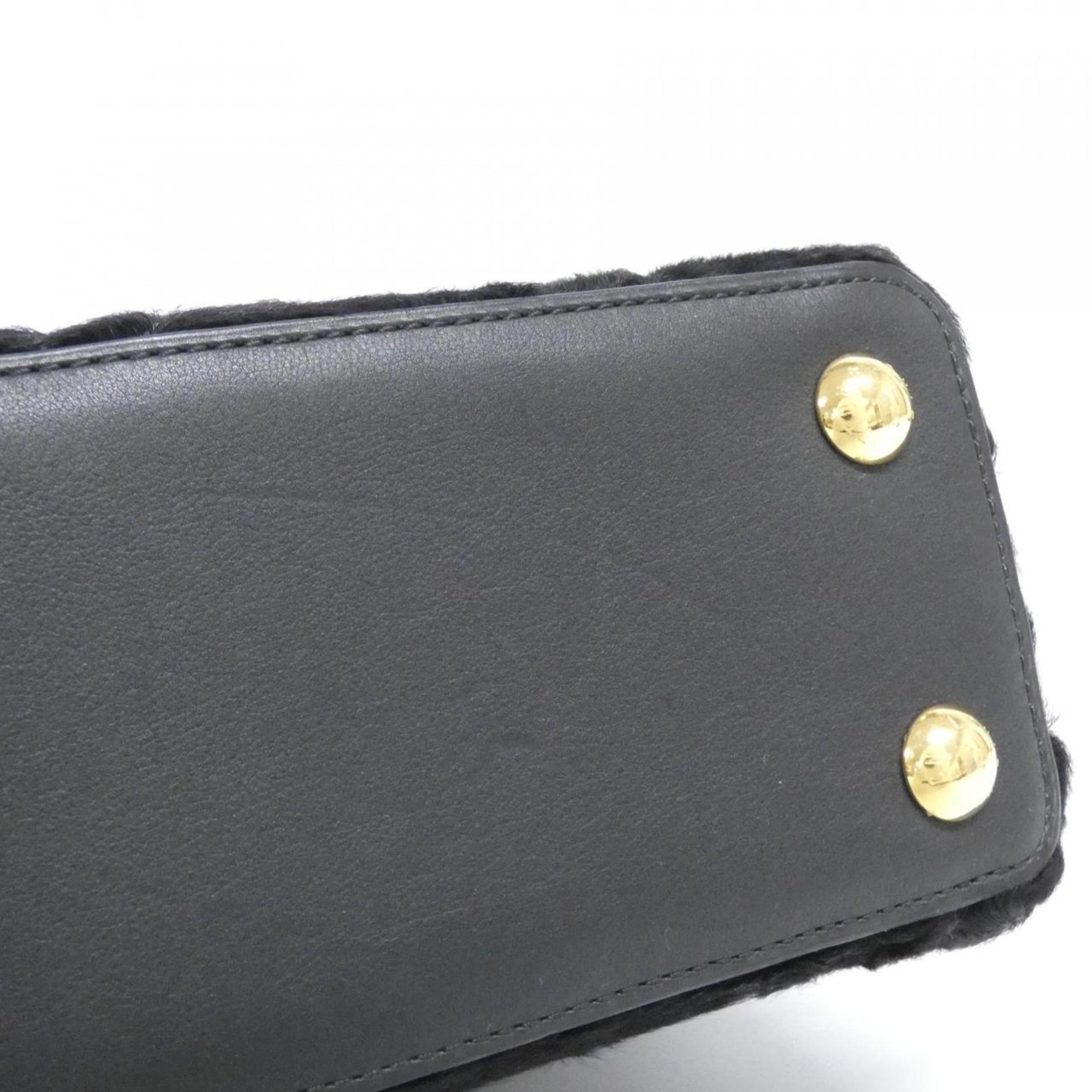Louis Vuitton Black Fur Leather Handbag (Pre-Owned)