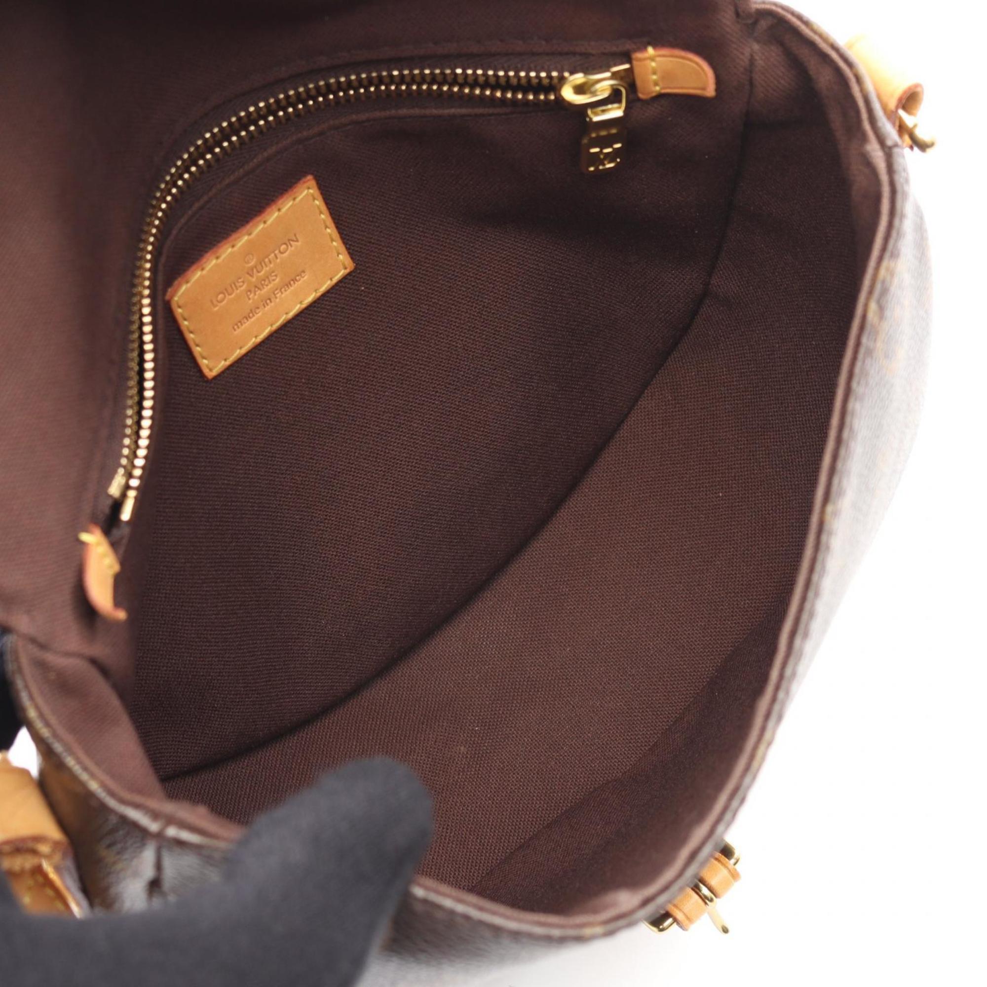 Louis Vuitton Brown Coated Canvas Leather Shoulder Bag (Pre-Owned)