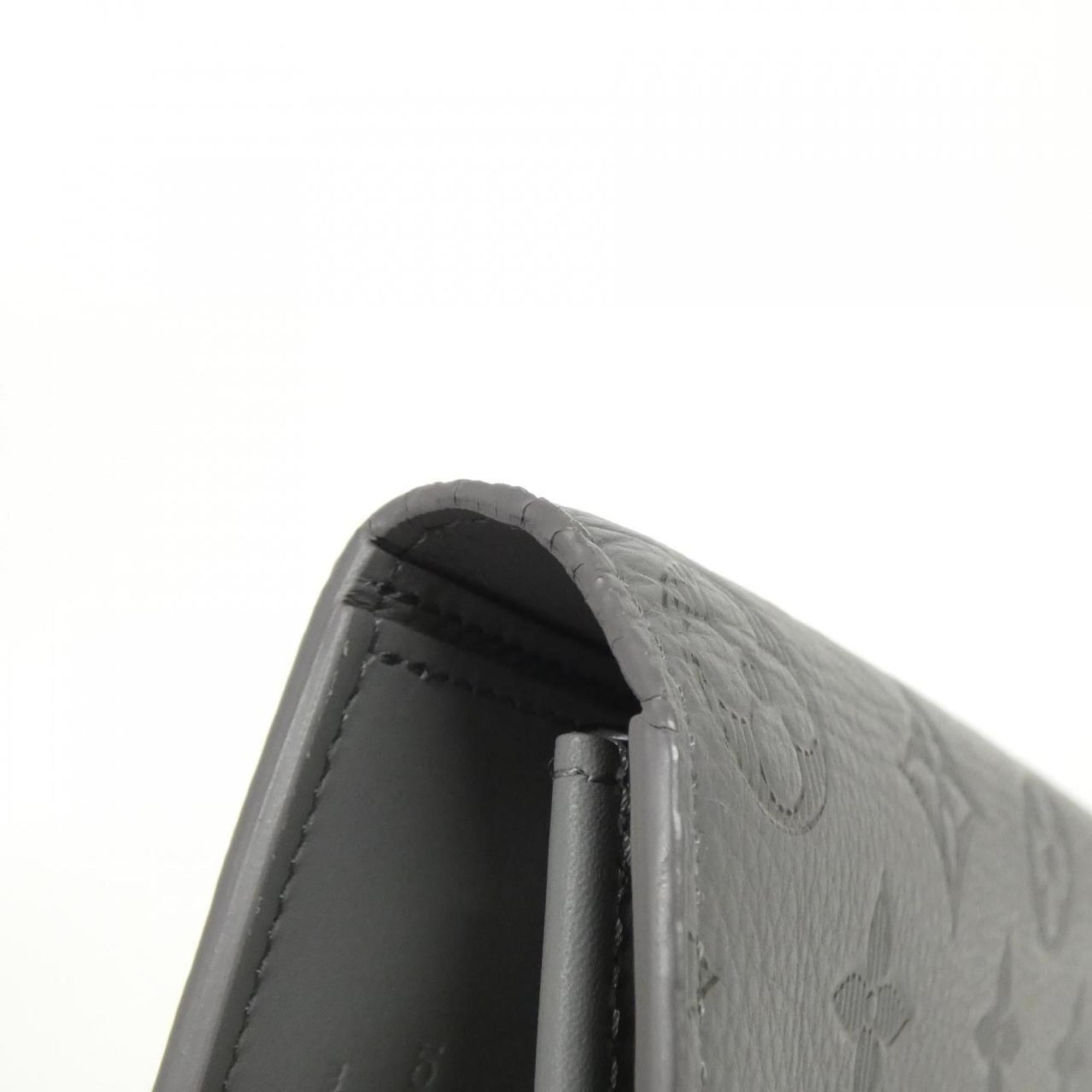Louis Vuitton Gris Leather Long Wallet (Bi-Fold) (Pre-Owned)