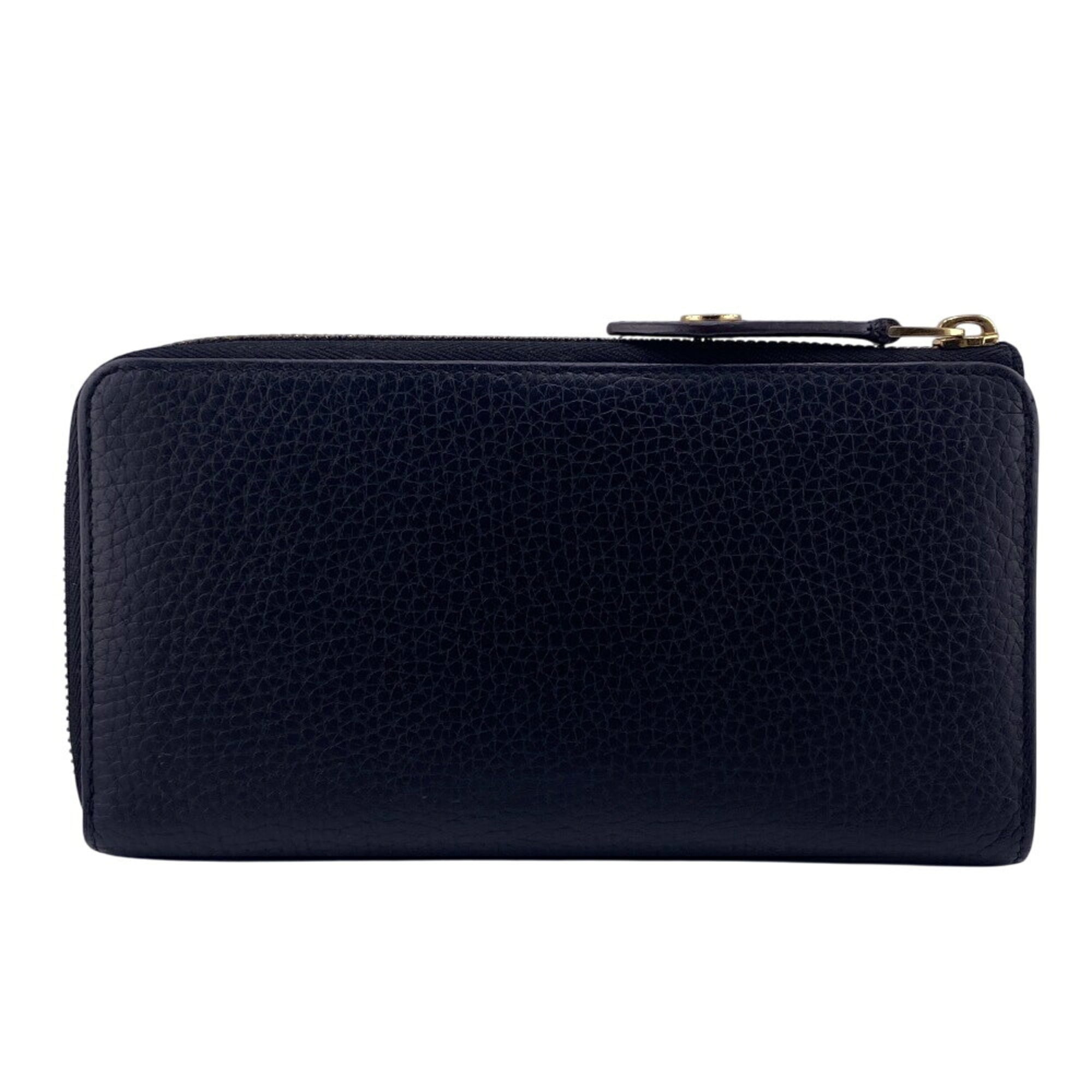 Louis Vuitton Black Leather Long Wallet (Bi-Fold) (Pre-Owned)