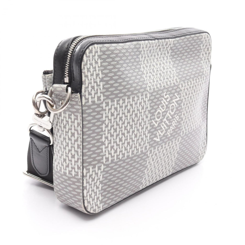 Louis Vuitton Gray White Coated Canvas Leather Shoulder Bag (Pre-Owned)