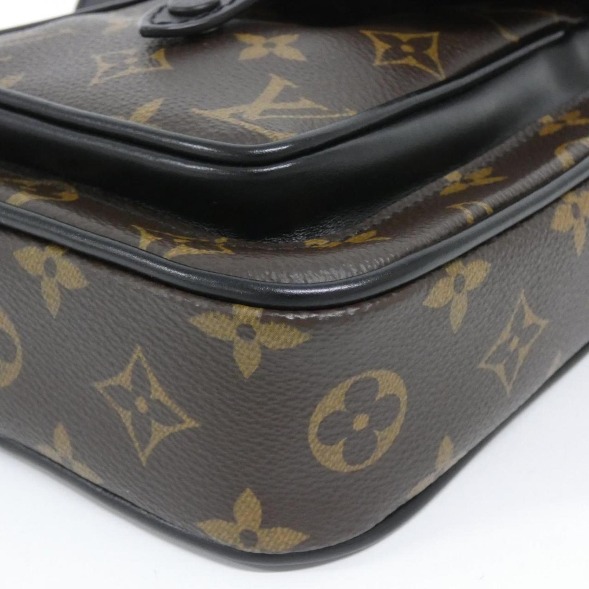 Louis Vuitton Black Brown Marron Coated Canvas Shoulder Bag (Pre-Owned)