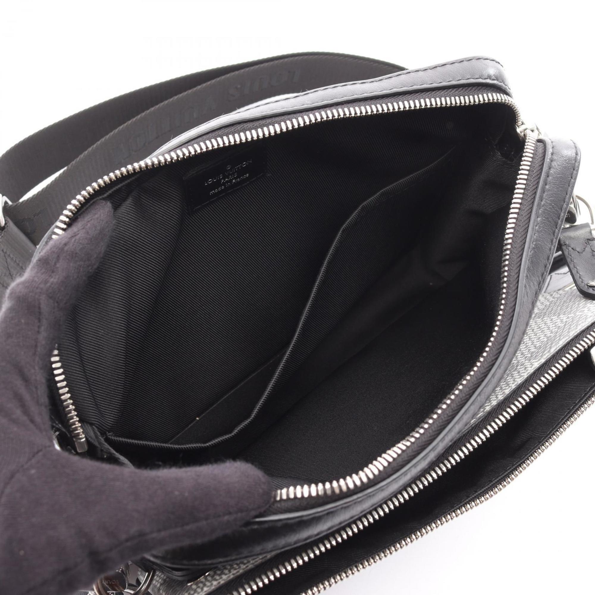 Louis Vuitton Gray White Coated Canvas Leather Shoulder Bag (Pre-Owned)