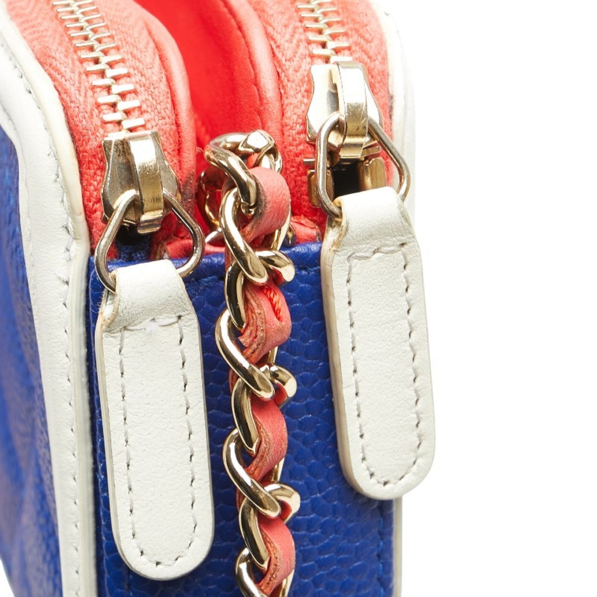 Filigree Double Zip Clutch with Chain Quilted Caviar